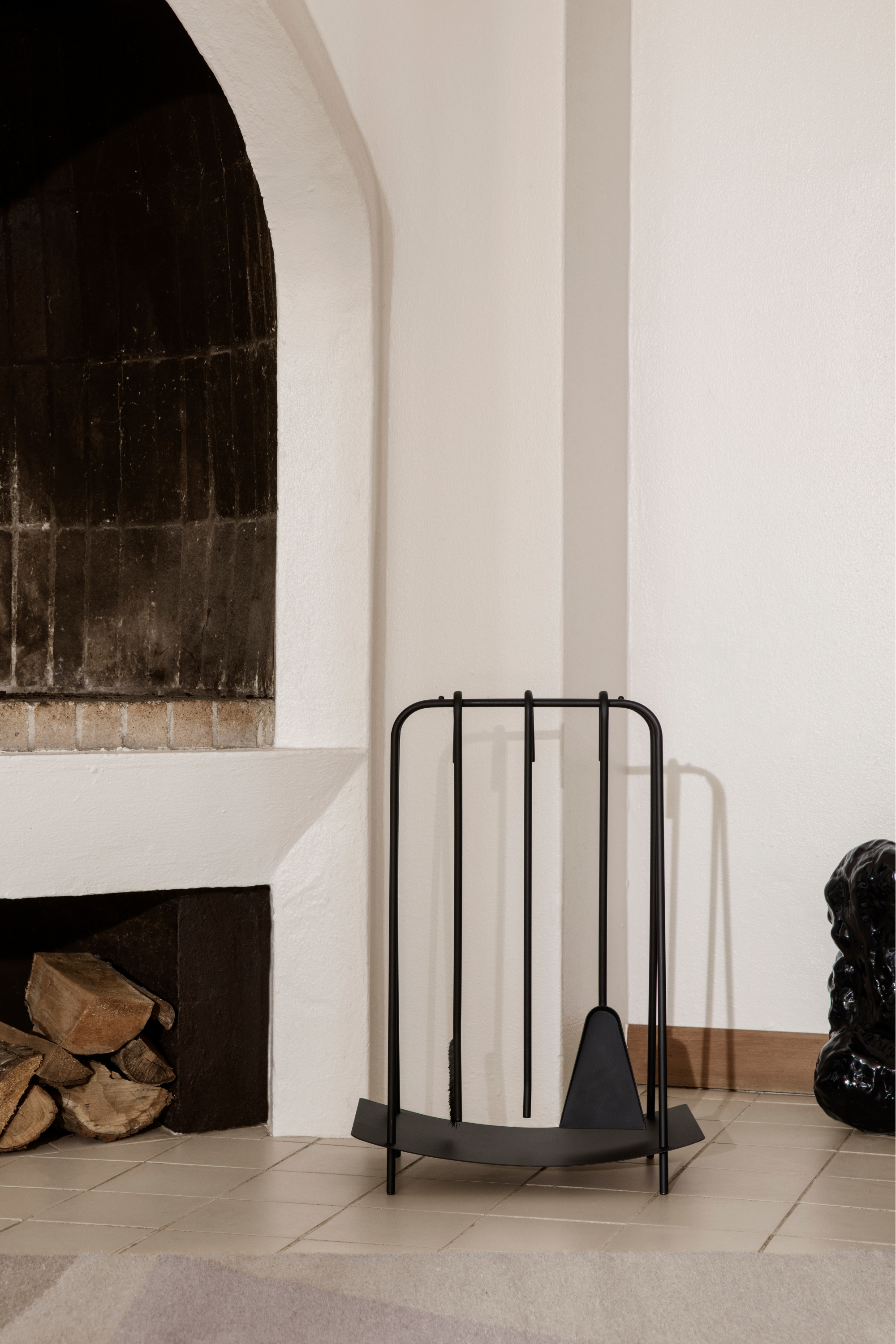 Port black fireplace tools