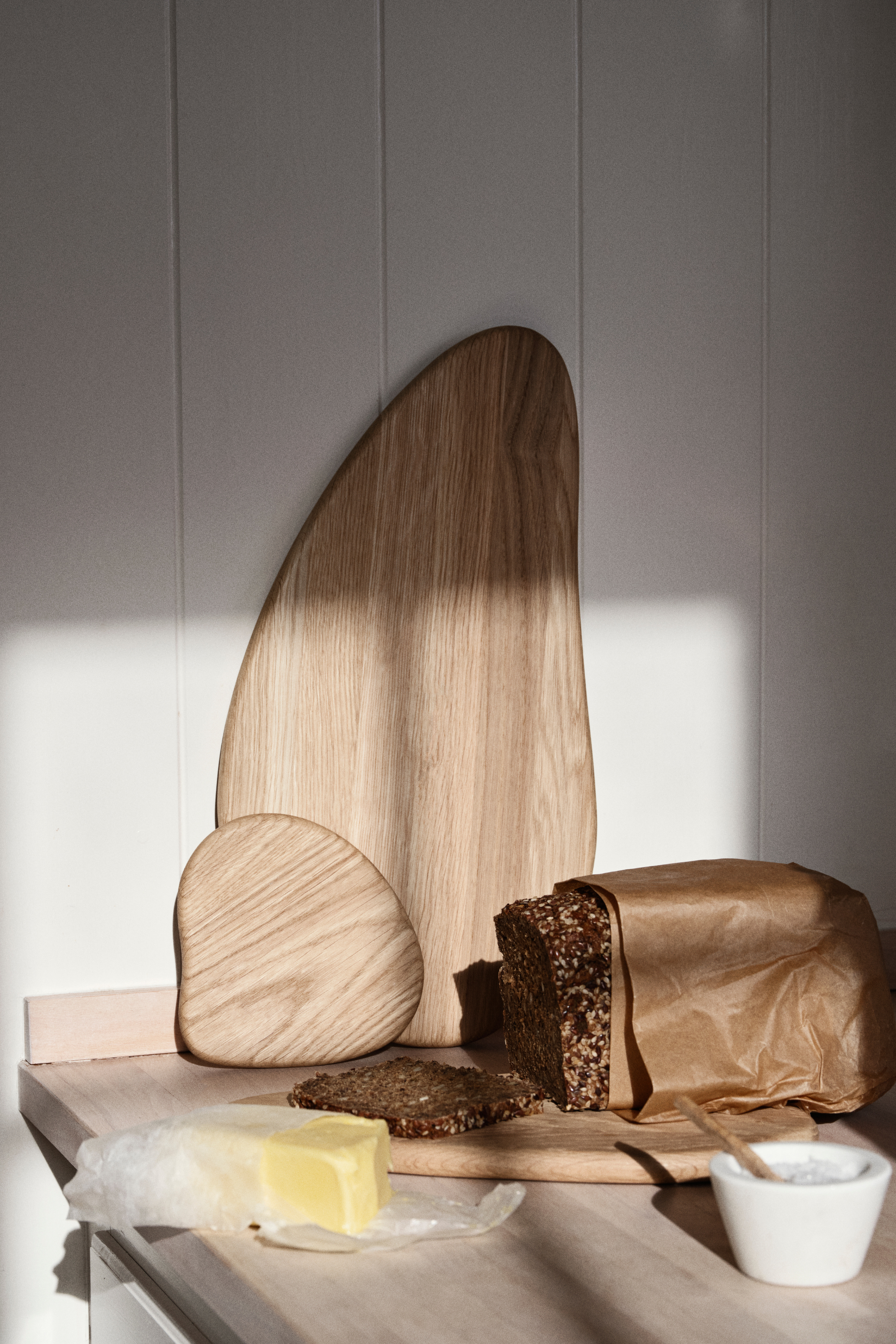 Marina tál kanállal, fehér