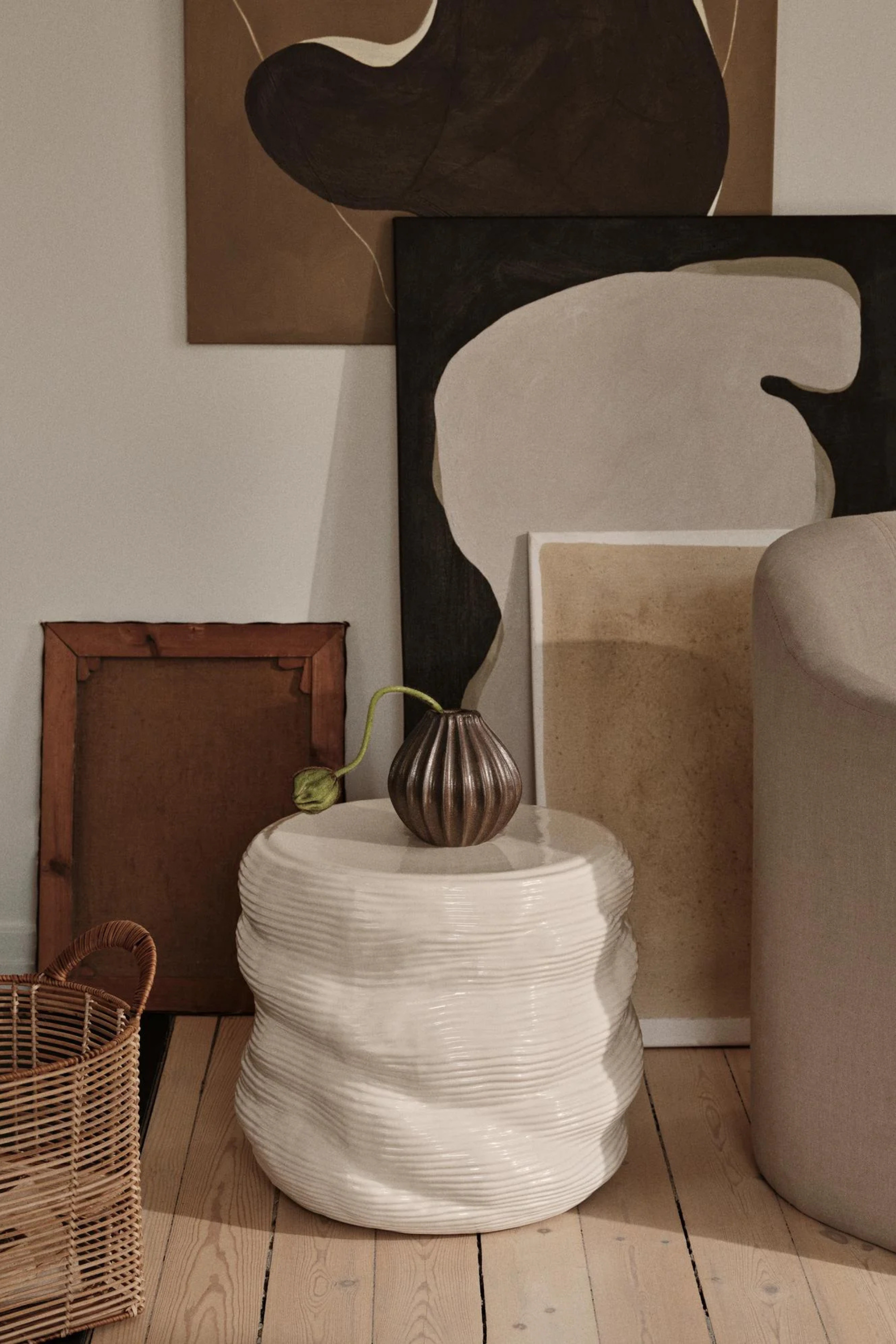 Wide váza S antik barna