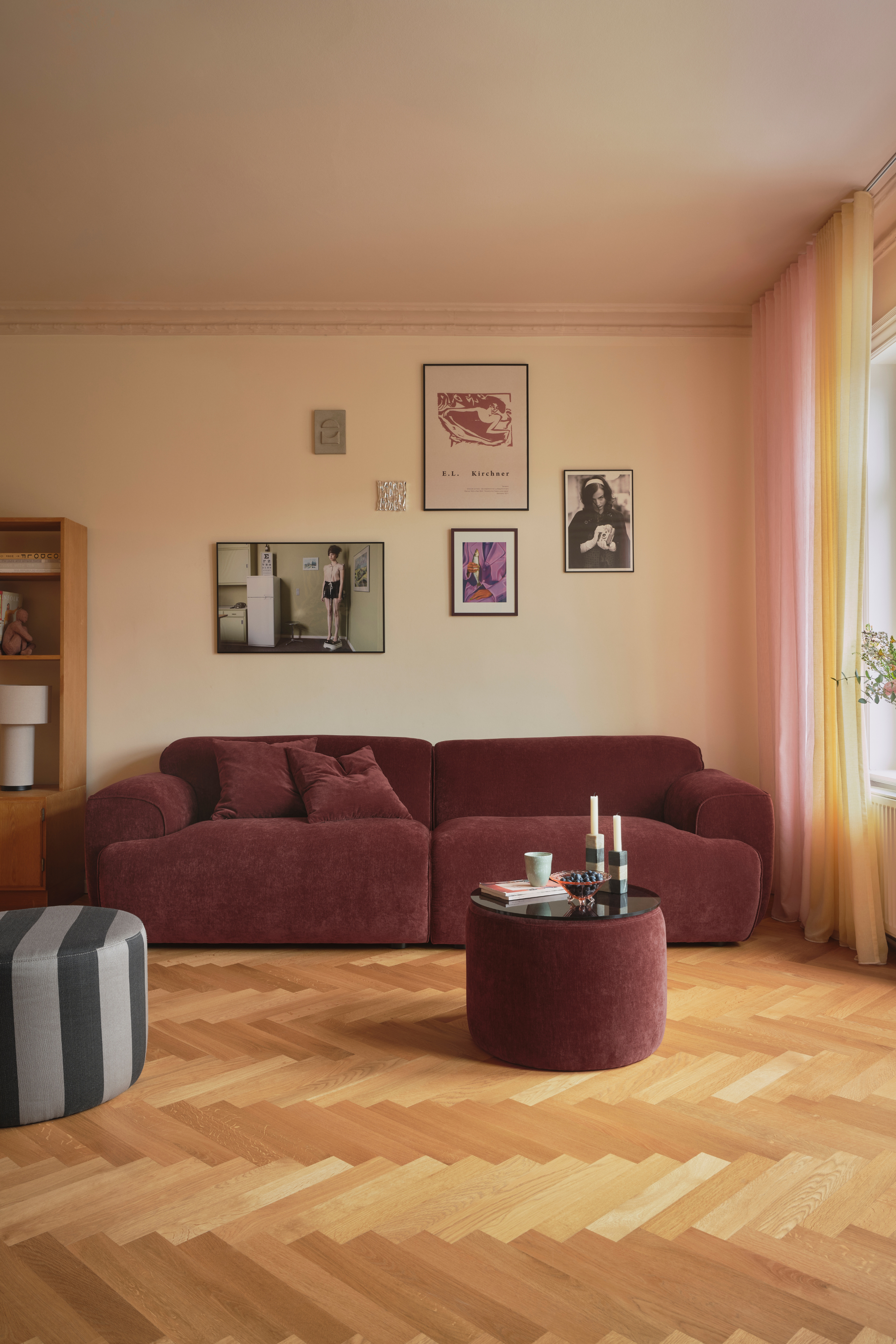 Greta Moss Burgundy Sofa