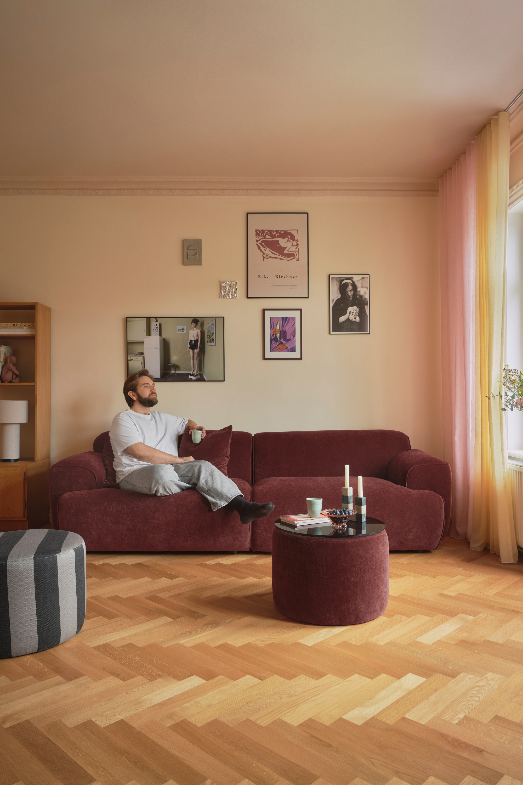 Greta Moss Burgundy Sofa