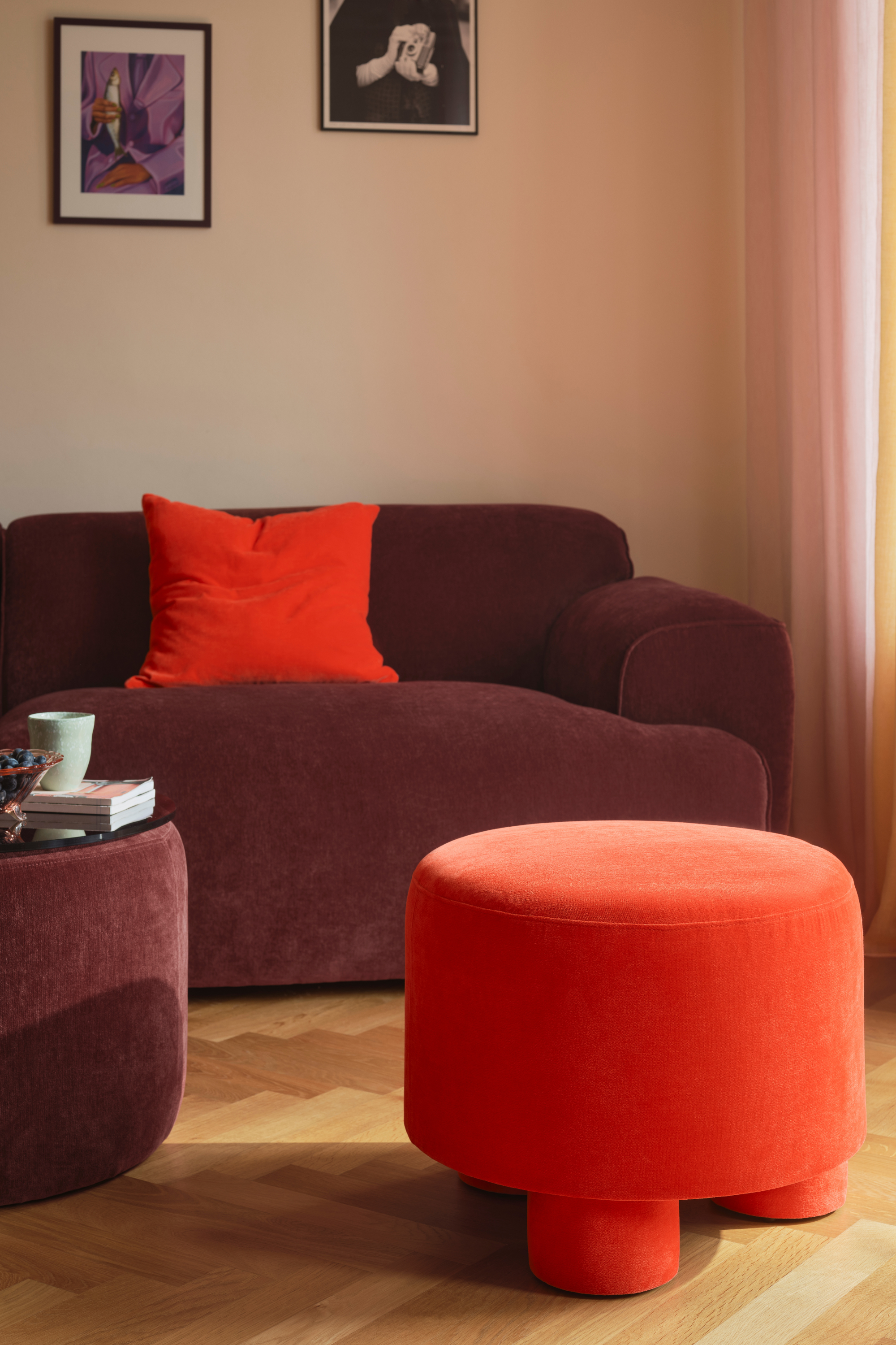 Greta Moss Burgundy Sofa