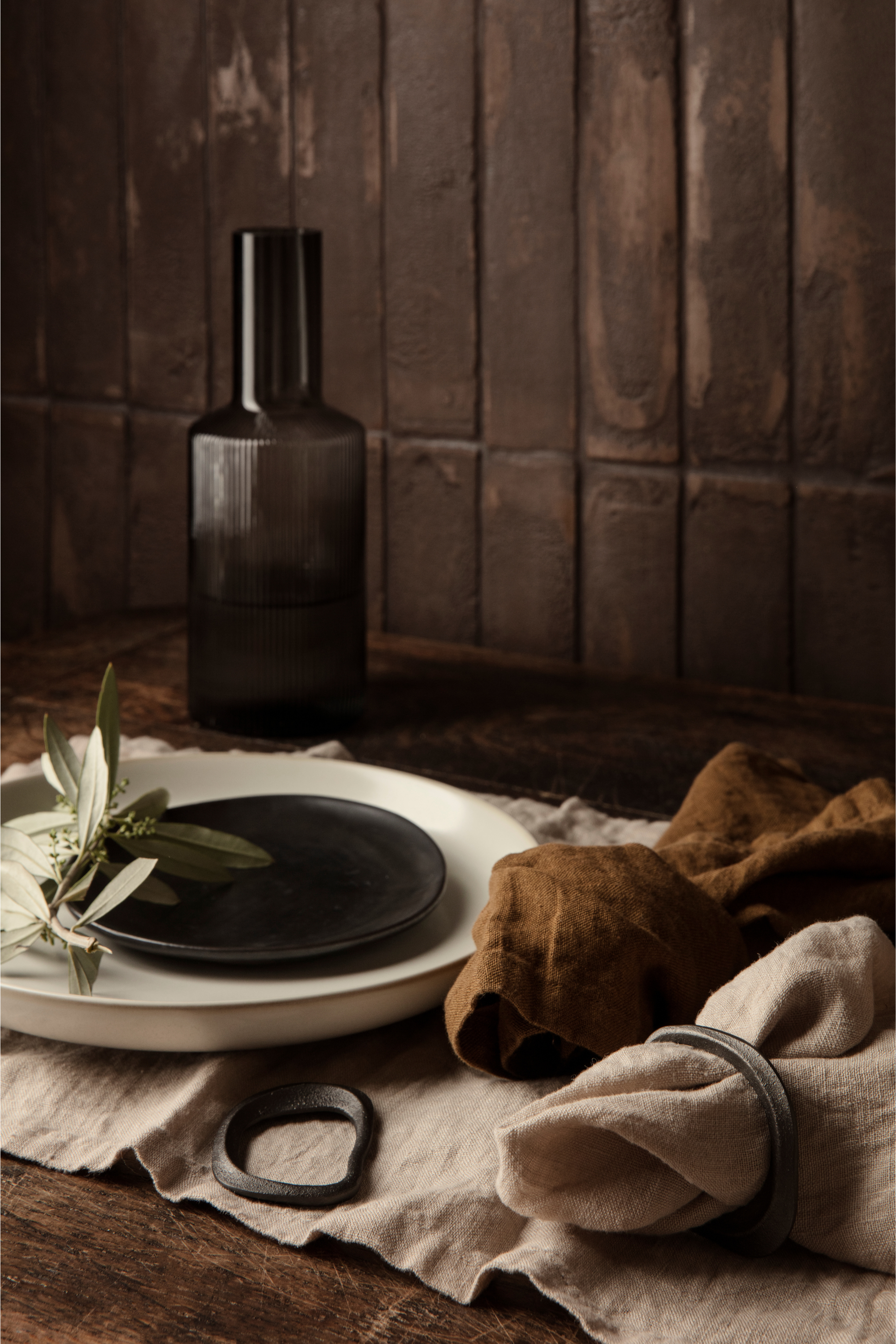 Flow szalvétagyűrű-készlet, 4 db, fekete