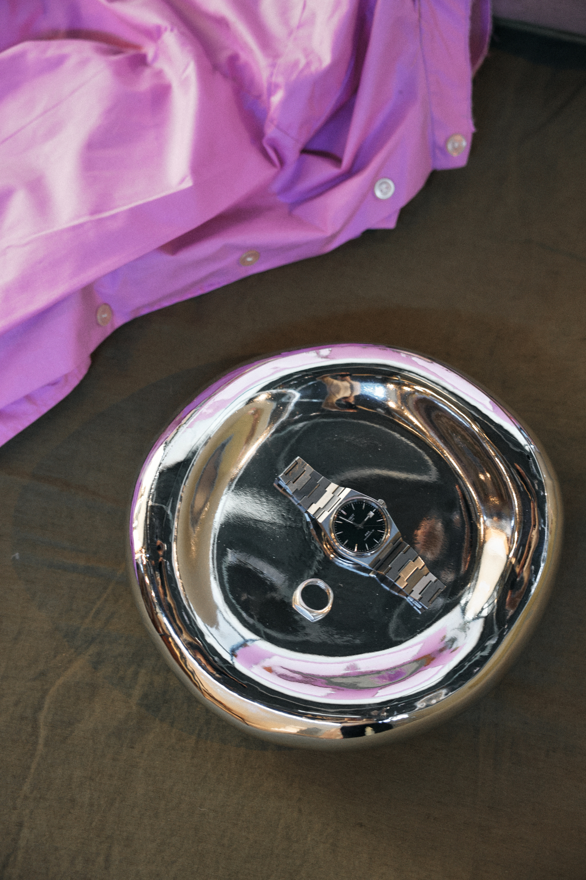 Gleam glass bowl chrome