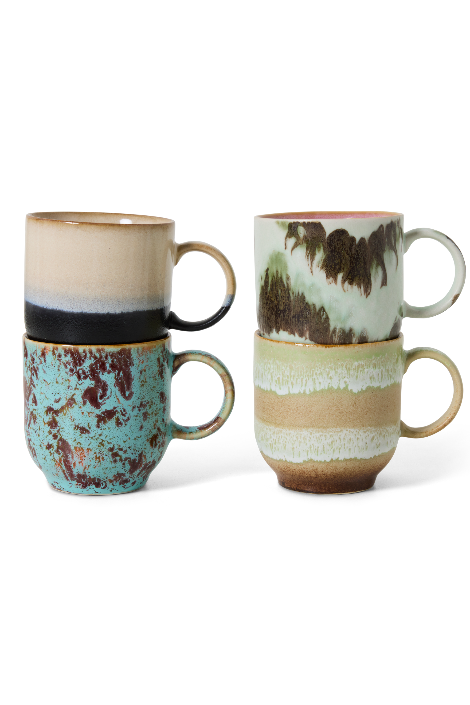 70s Ceramics: Abstract kávésbögrék, 4 db