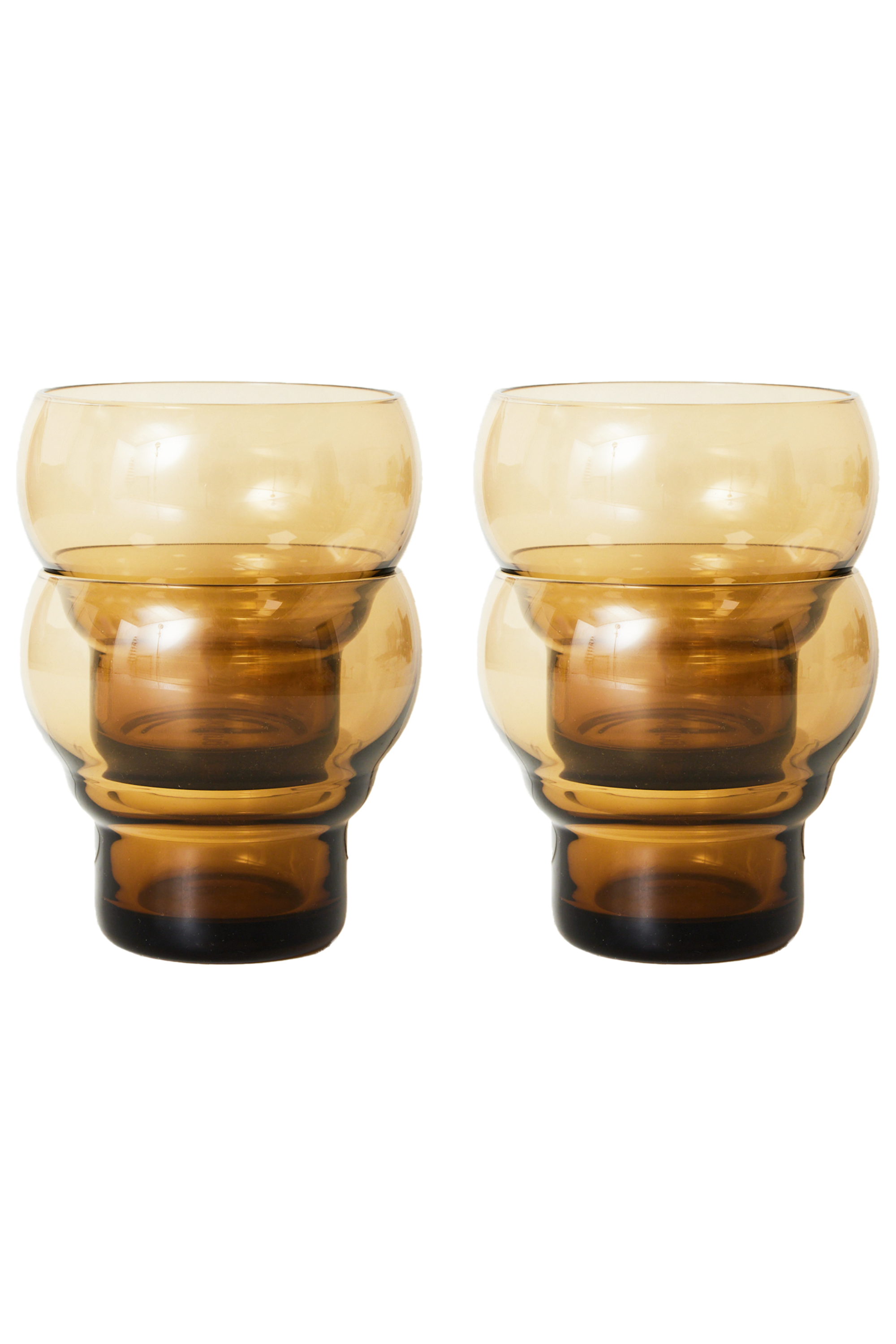 70s Glassware: Bulb borostyánsárga poharak, 4 db