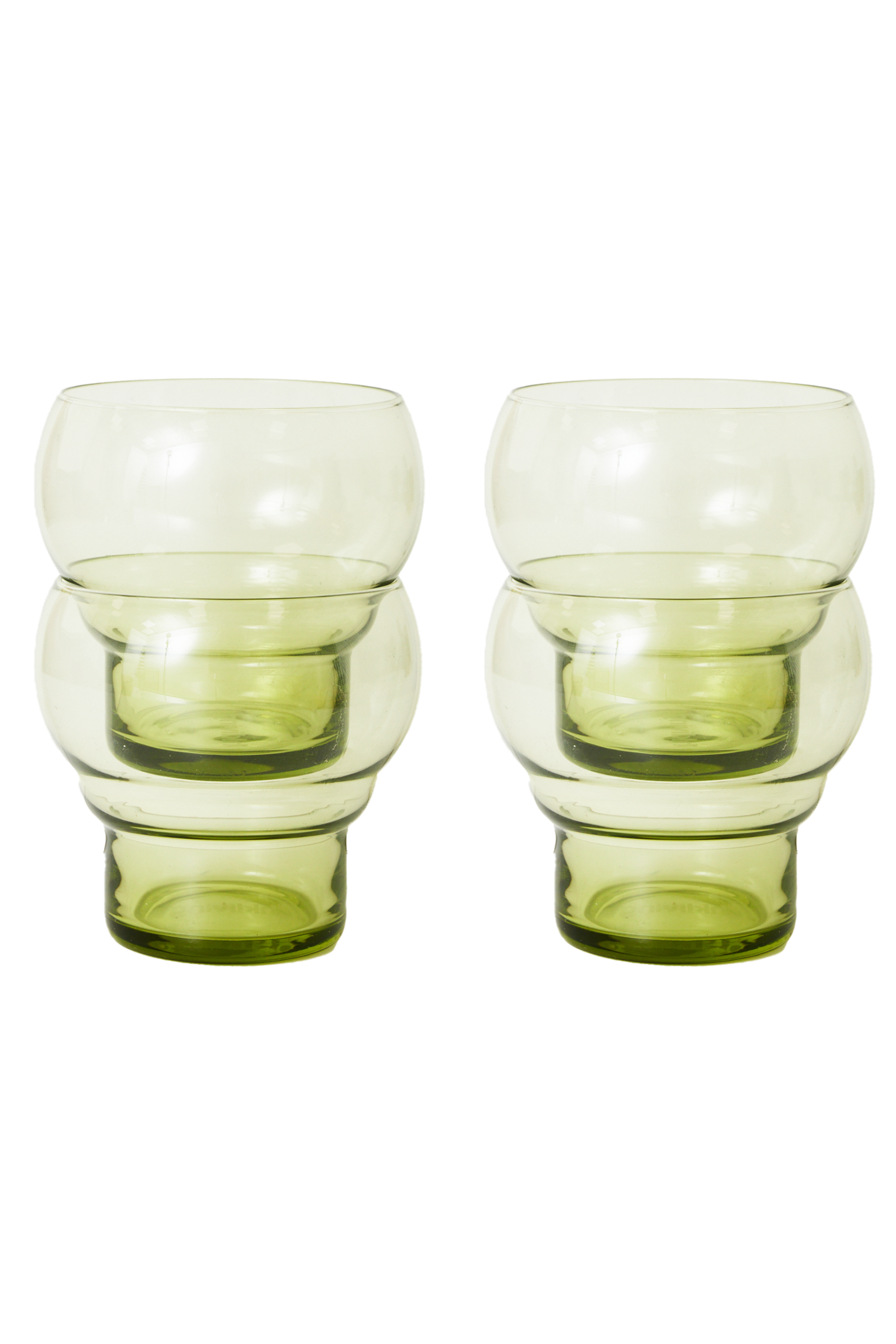 70s Glassware: Bulb mentazöld poharak, 4 db