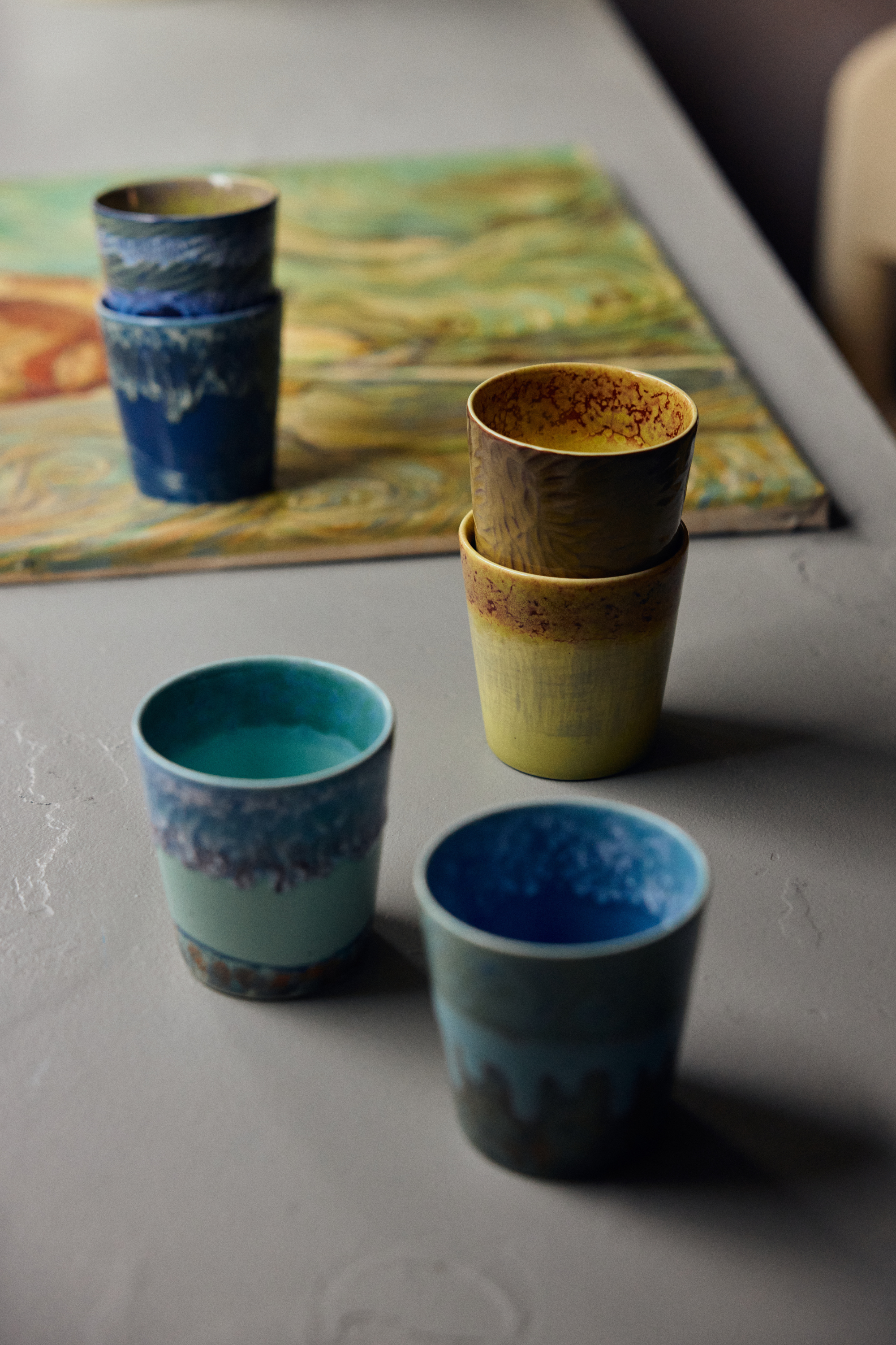 70s Ceramics: Van Gogh kávésbögrék, Napraforgó, 2 db