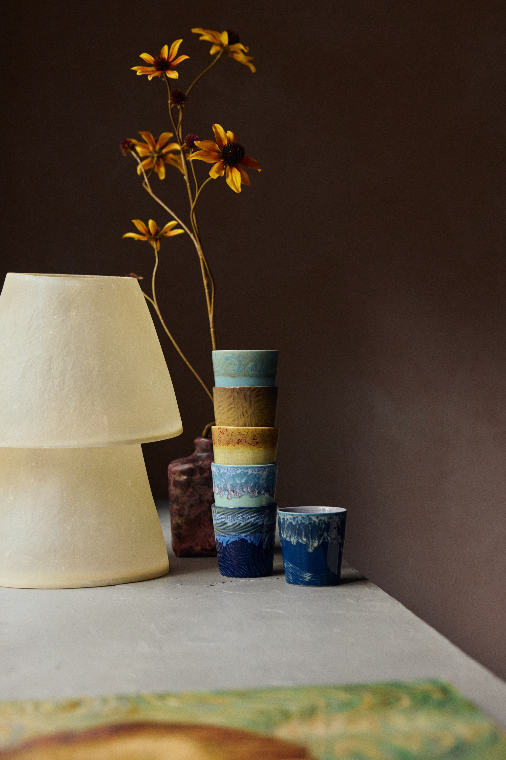 70s Ceramics: Van Gogh kávésbögrék, Napraforgó, 2 db
