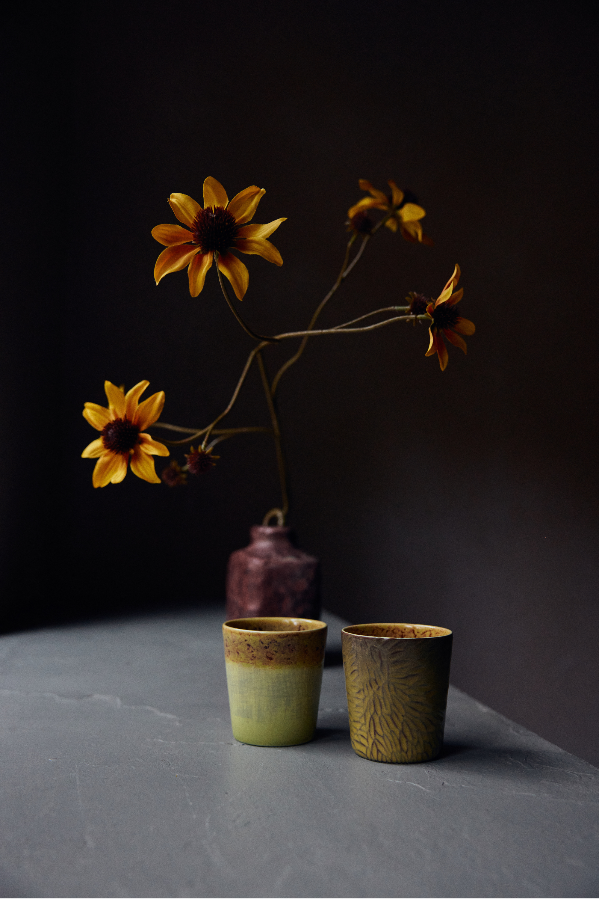 70s Ceramics: Van Gogh kávésbögrék, Napraforgó, 2 db