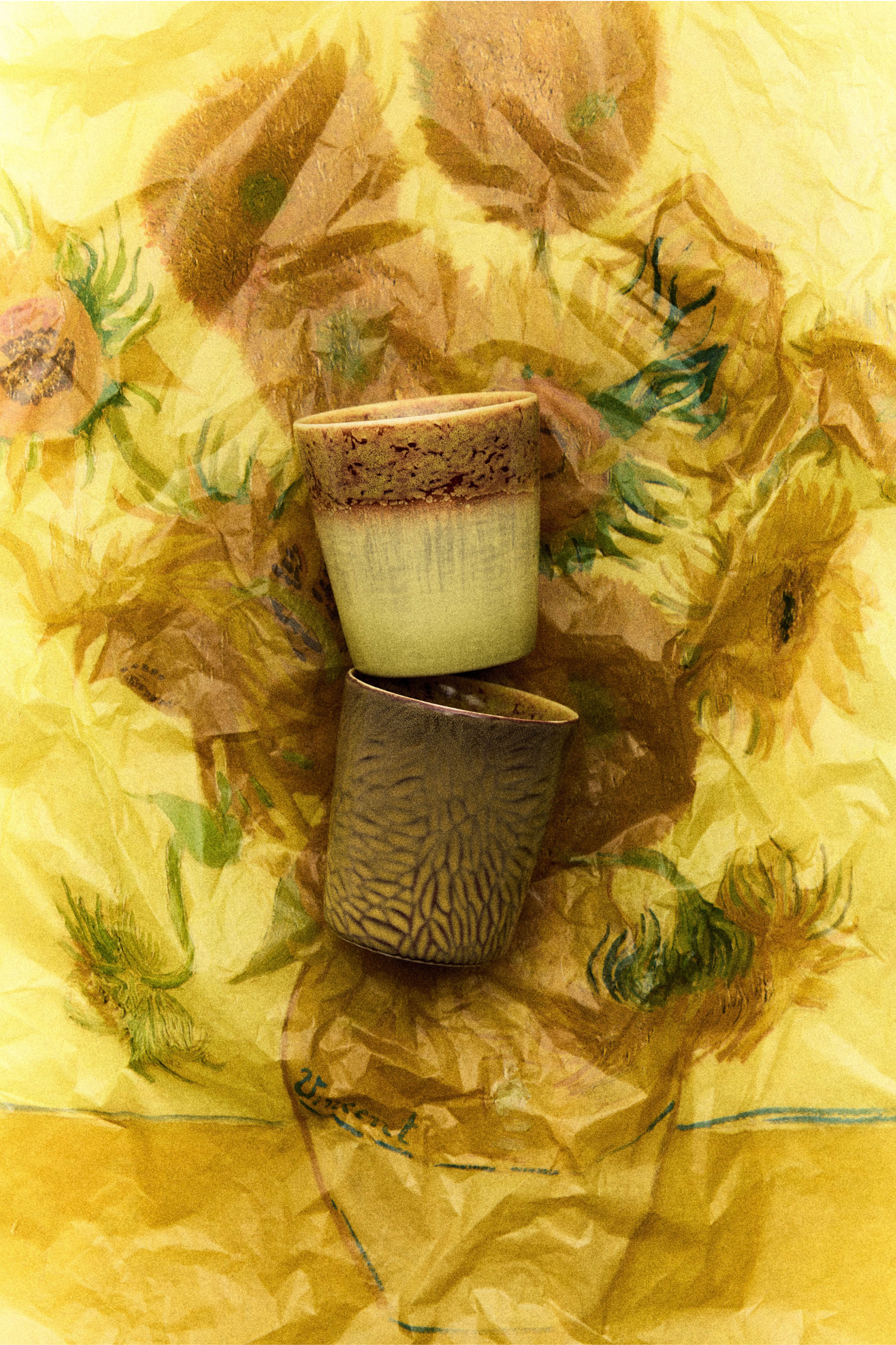70s Ceramics: Van Gogh kávésbögrék, Napraforgó, 2 db