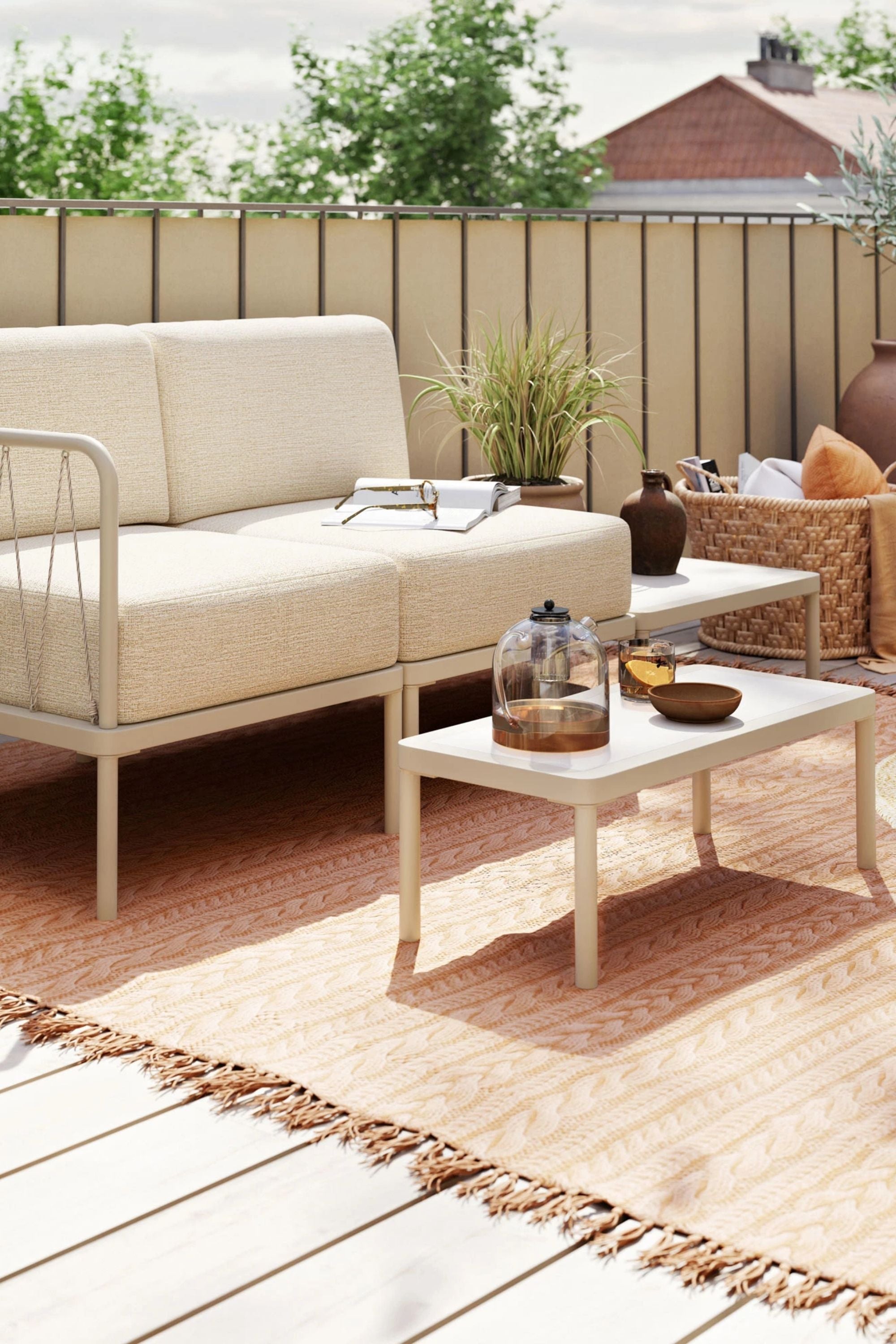 Hadley Outdoor Coffee table 30 x 70 Coral Sand Steel