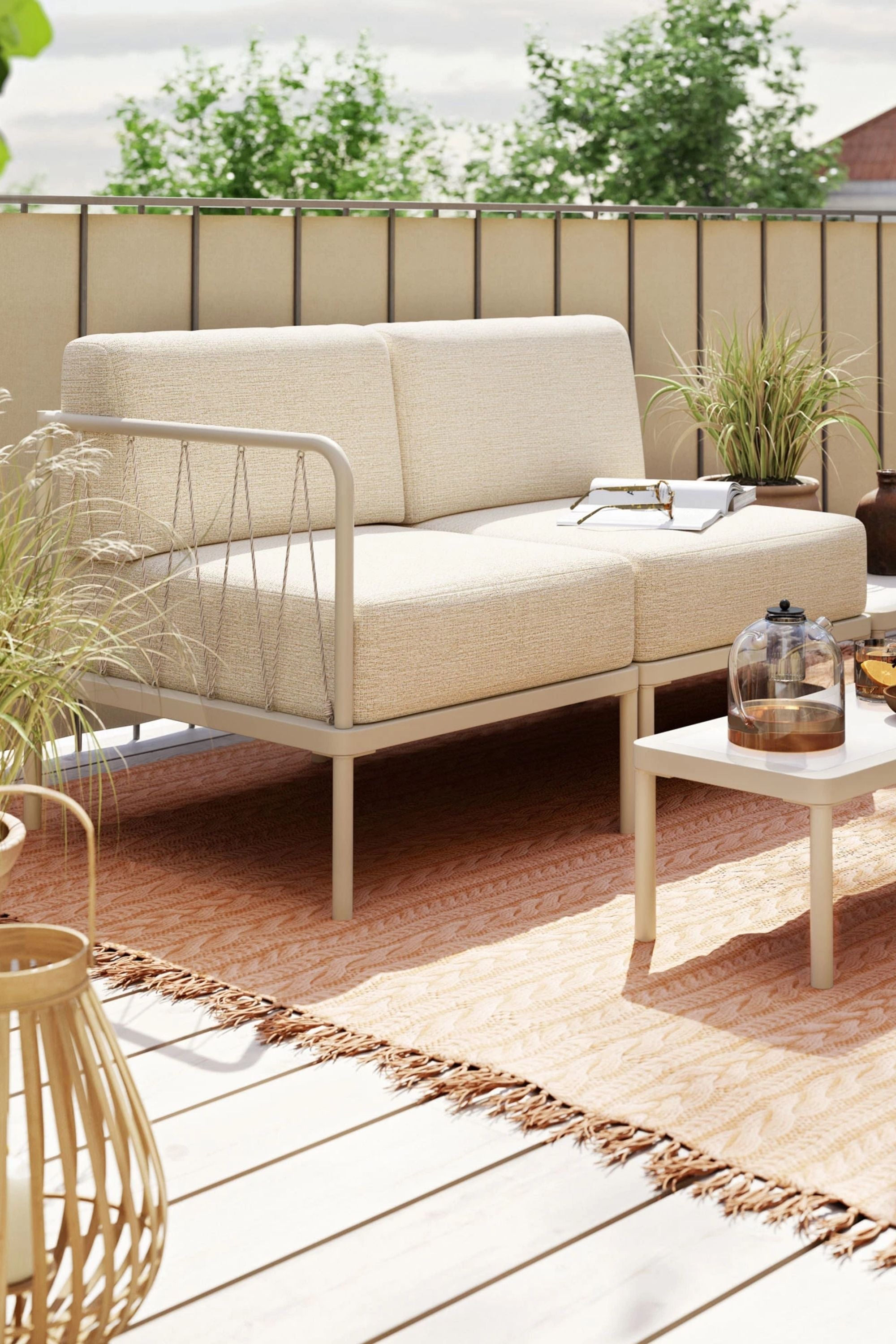 Hadley Outdoor Module 1-seater arm right Marzipan
