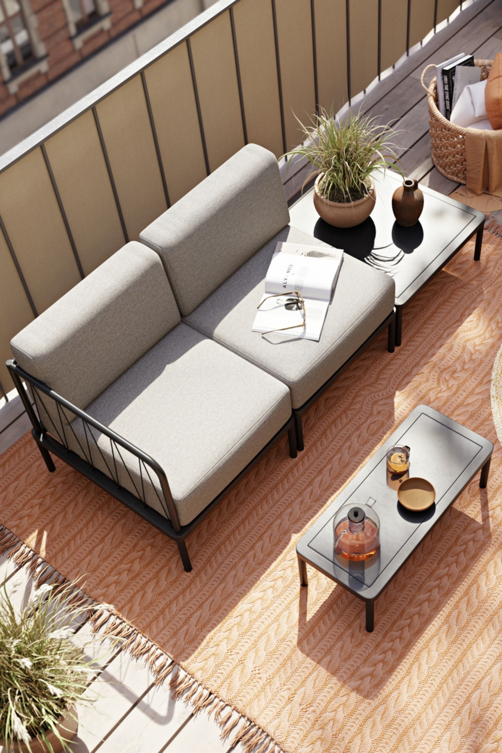 Hadley Outdoor Coffee table 30 x 70 Anthracite Grey Steel