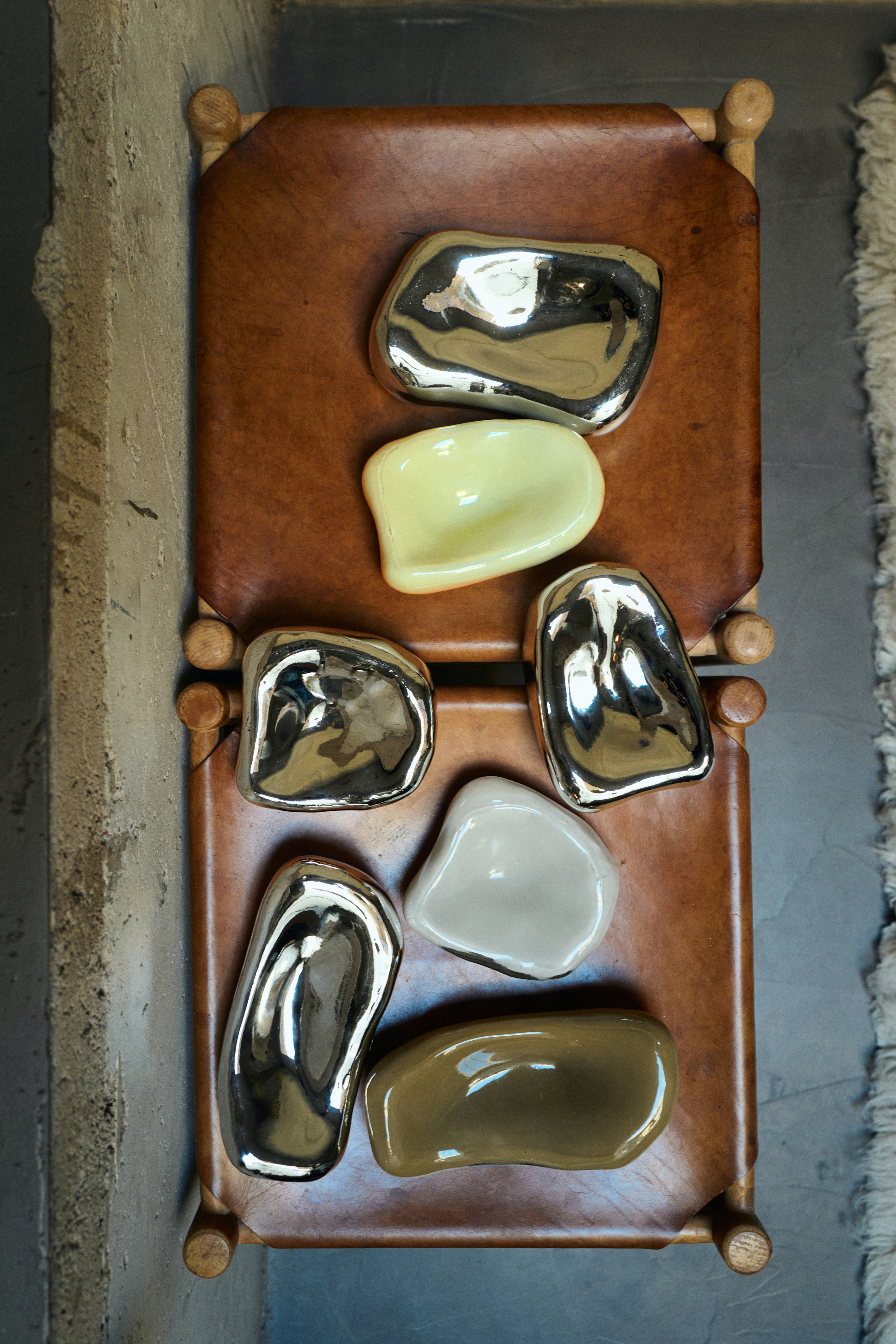 Glass sculptures, chrome, 4