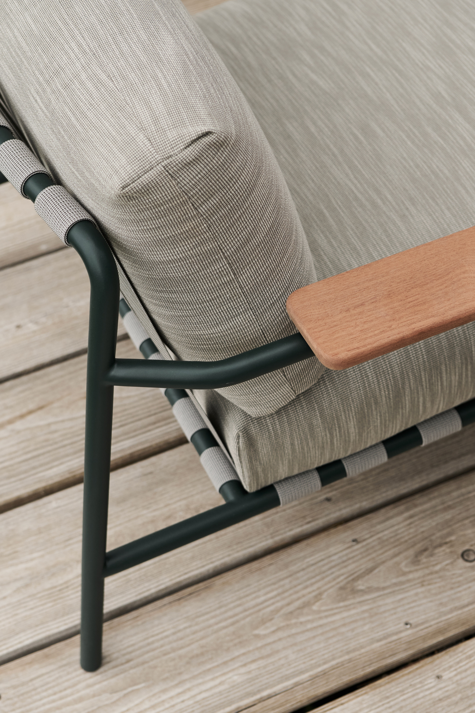 Settle Kültéri 2 személyes Kanapé, bordázott / sötétzöld