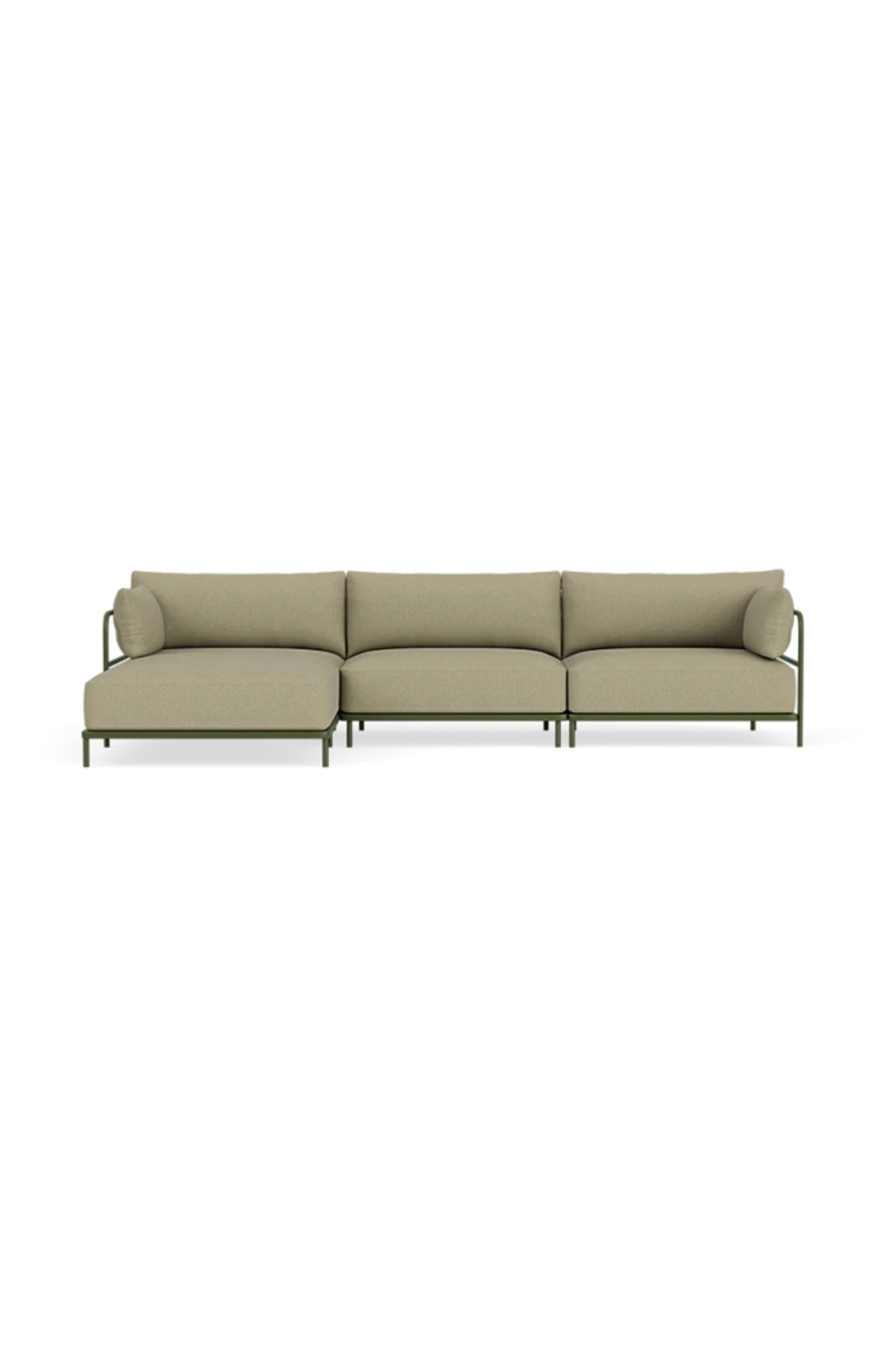 Vincent Outdoor 4-seater chaise left modular sofa Clary Sage Green