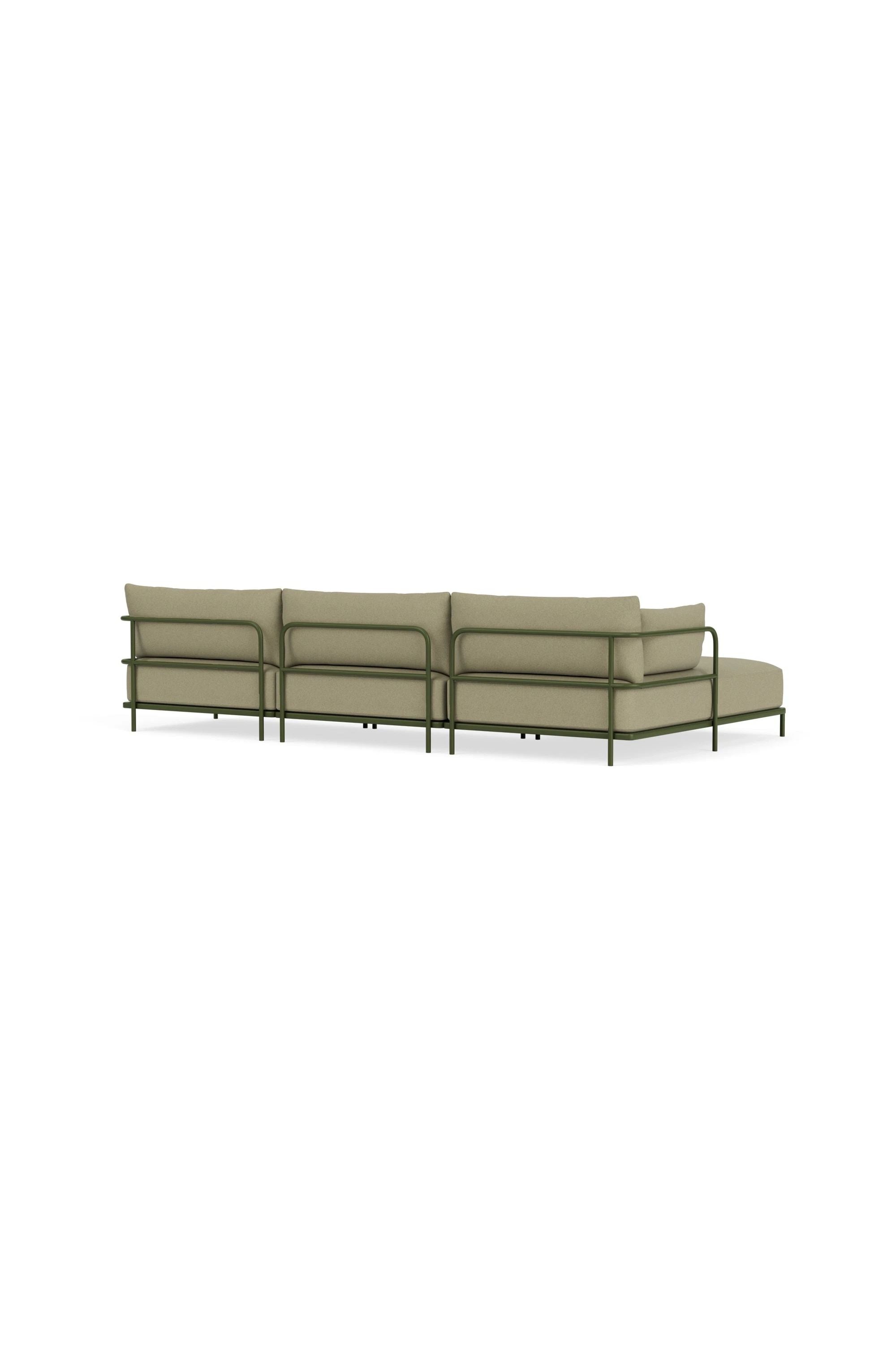 Vincent Outdoor 4-seater chaise left modular sofa Clary Sage Green