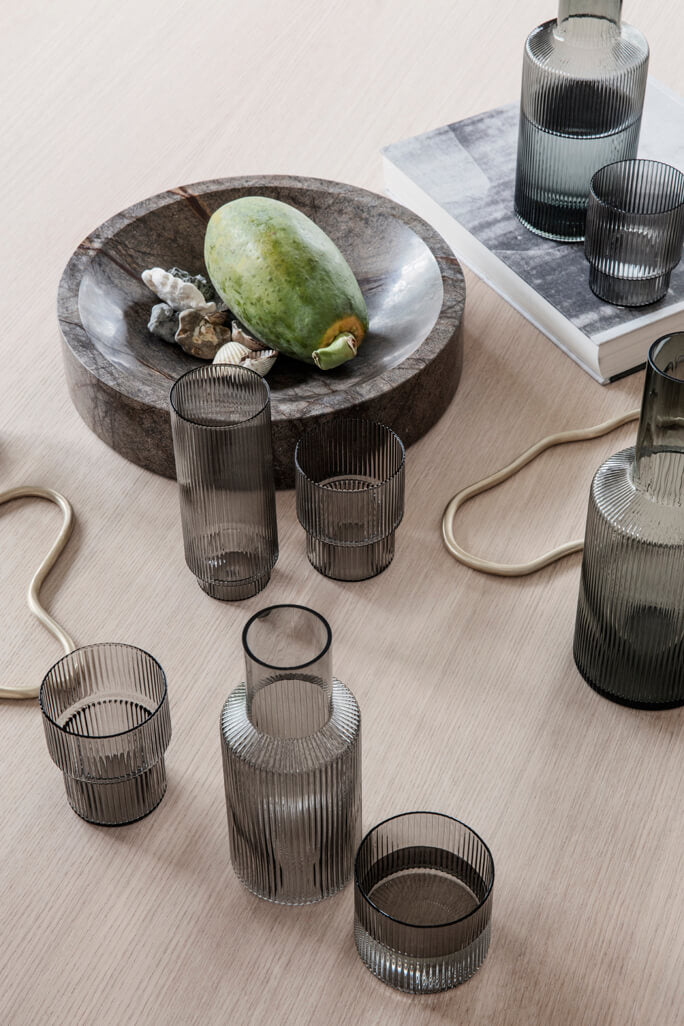 Ripple Small Glasses Smoked Grey | ferm LIVING | Home of Solinfo