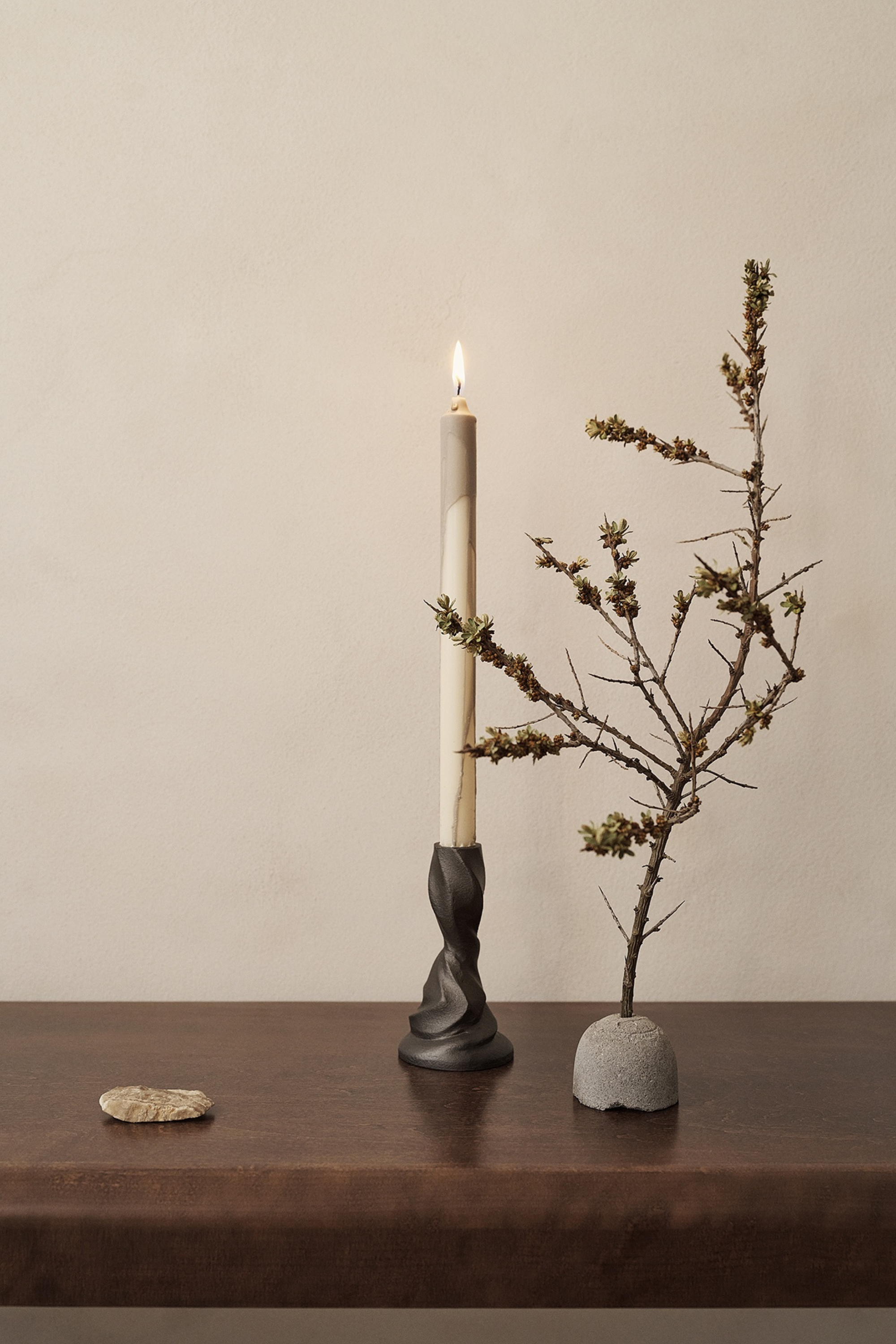 Dryp gyertyák - 2 db-os szett meleg szürke színben