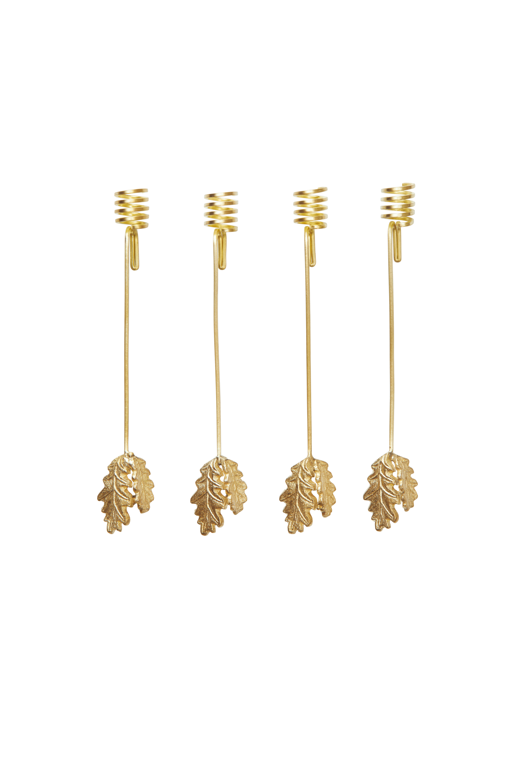 Oak Leaf Christmas Tree Holders brass set of 4