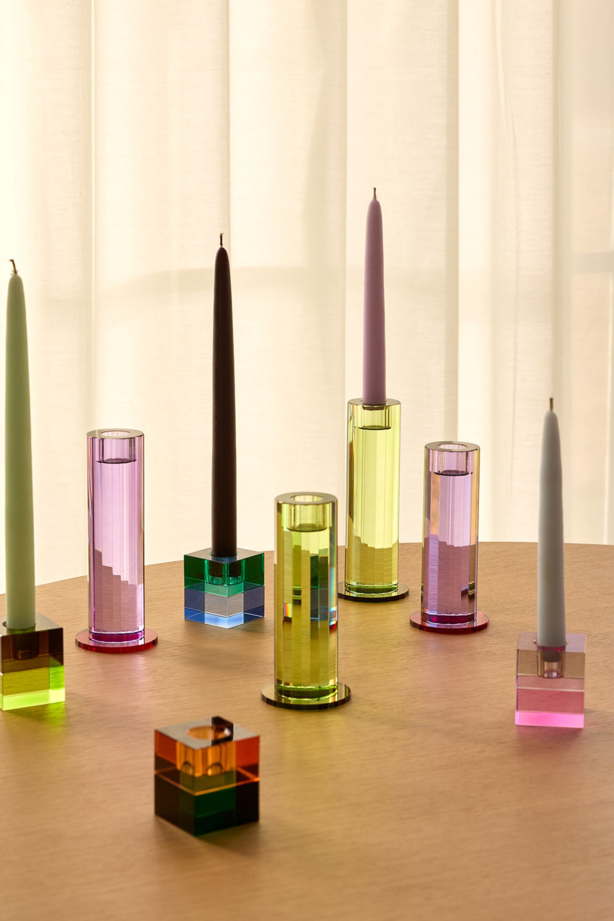 Cut Candleholders Green set of 2