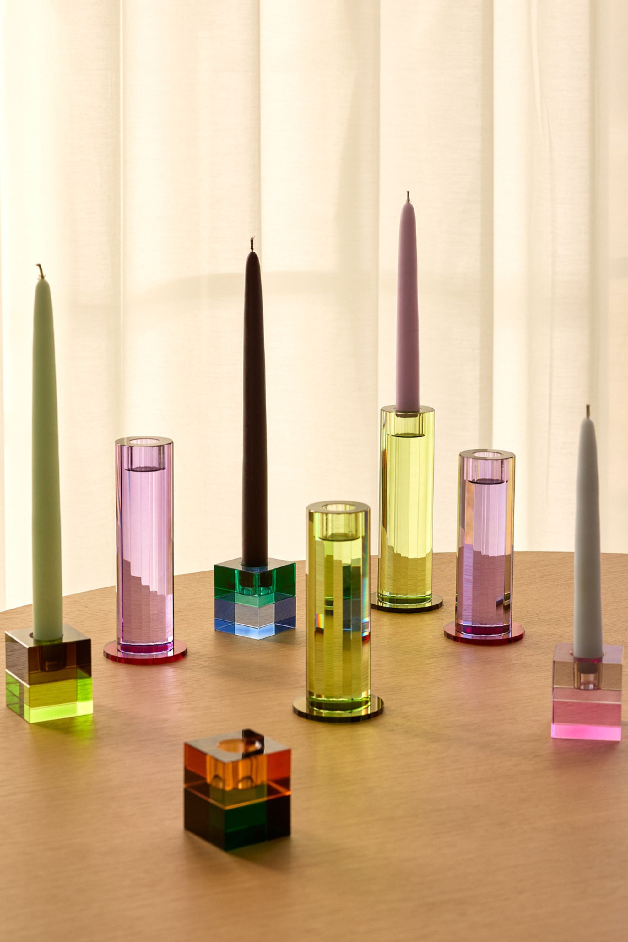 Cut Candleholders Purple set of 2