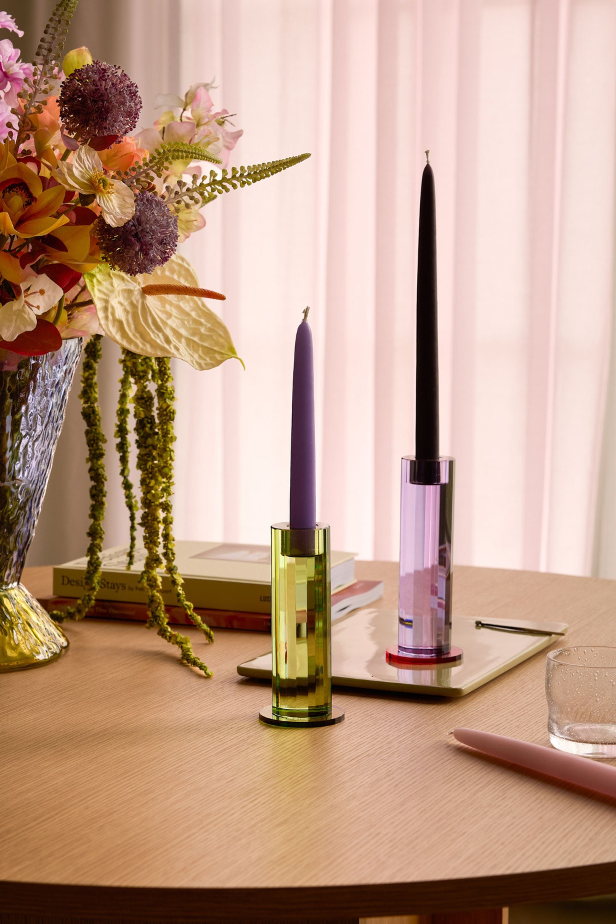 Cut Candleholders Purple set of 2