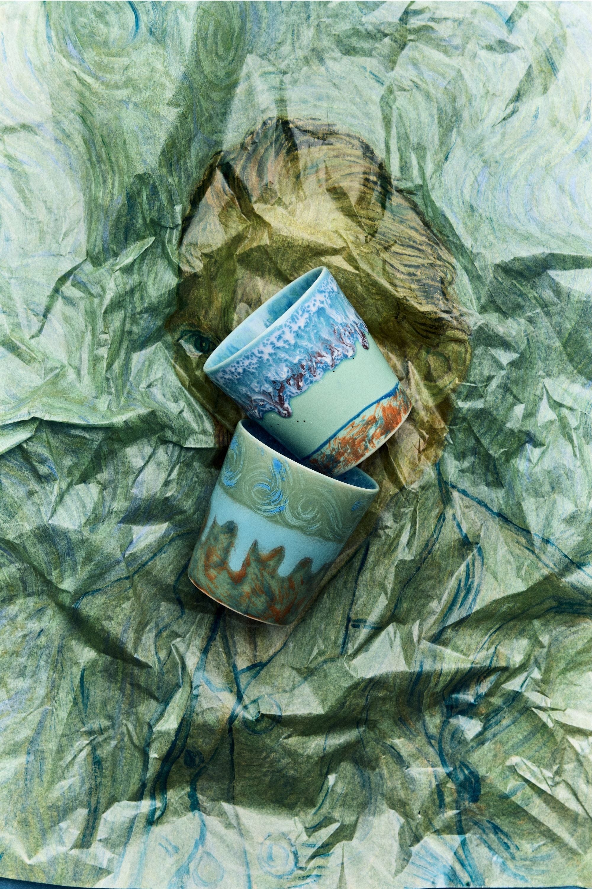 70s Ceramics: Van Gogh kávésbögrék – önarckép, 2 db
