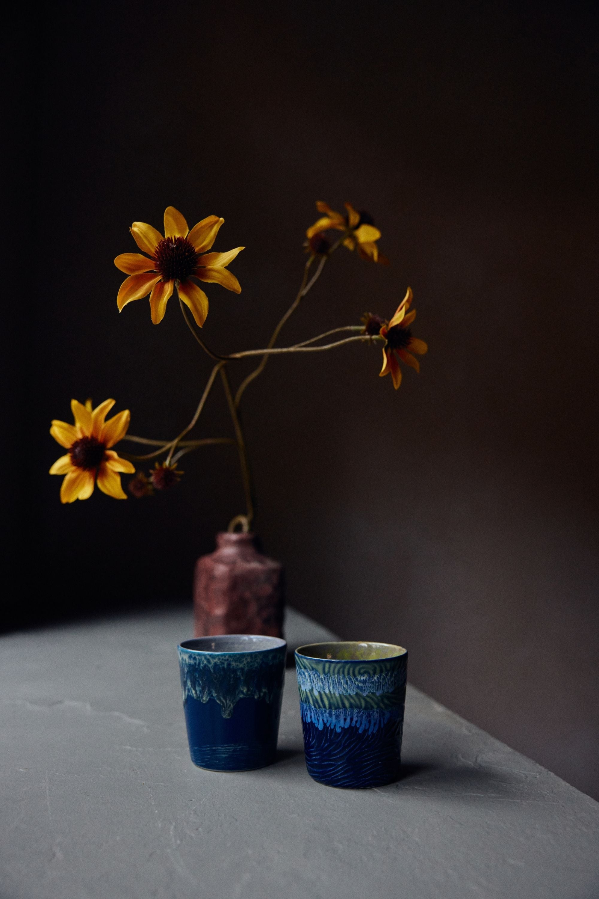 70s ceramics: Van Gogh csillagos éj mintás bögre szett, 2 db