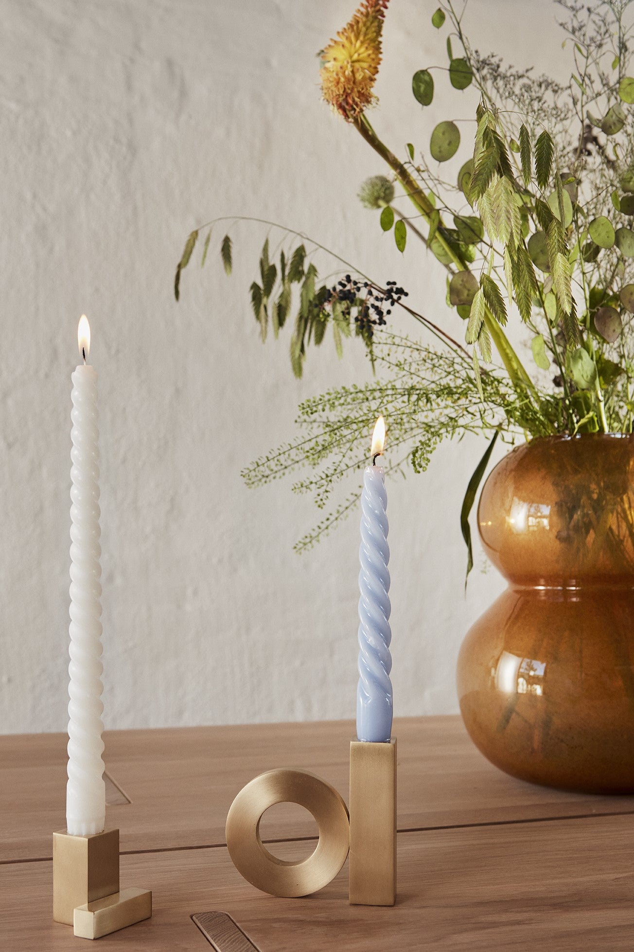 Square Tömör Sárgaréz Gyertyatartó