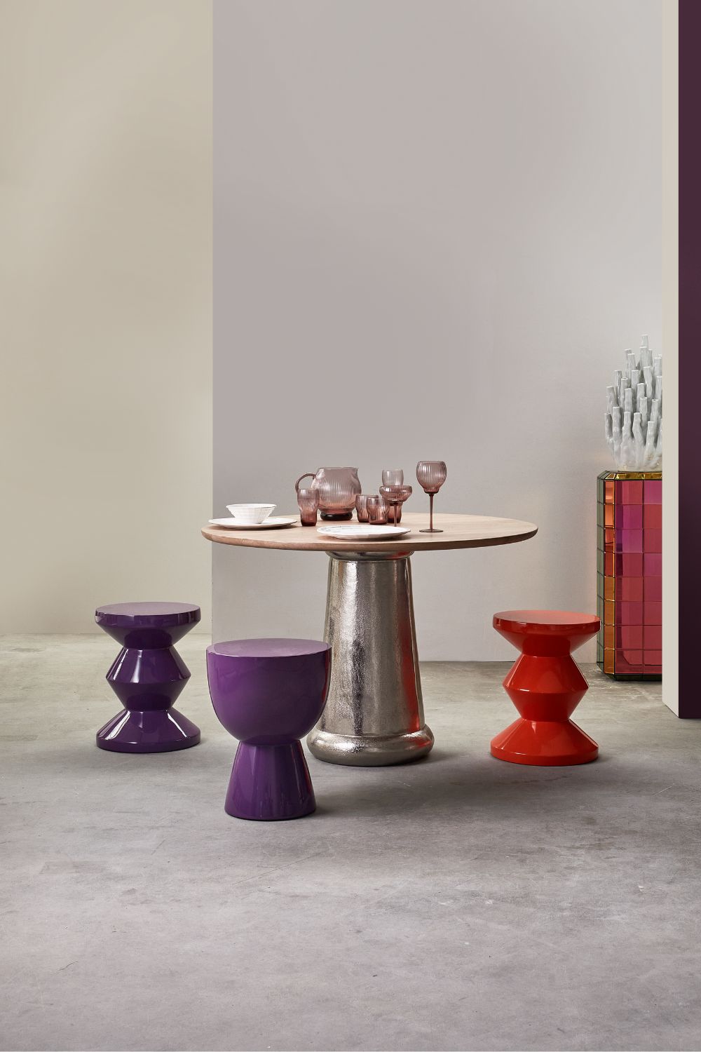 Zig Zag Stool Dark Purple | Polspotten | Home of Solinfo