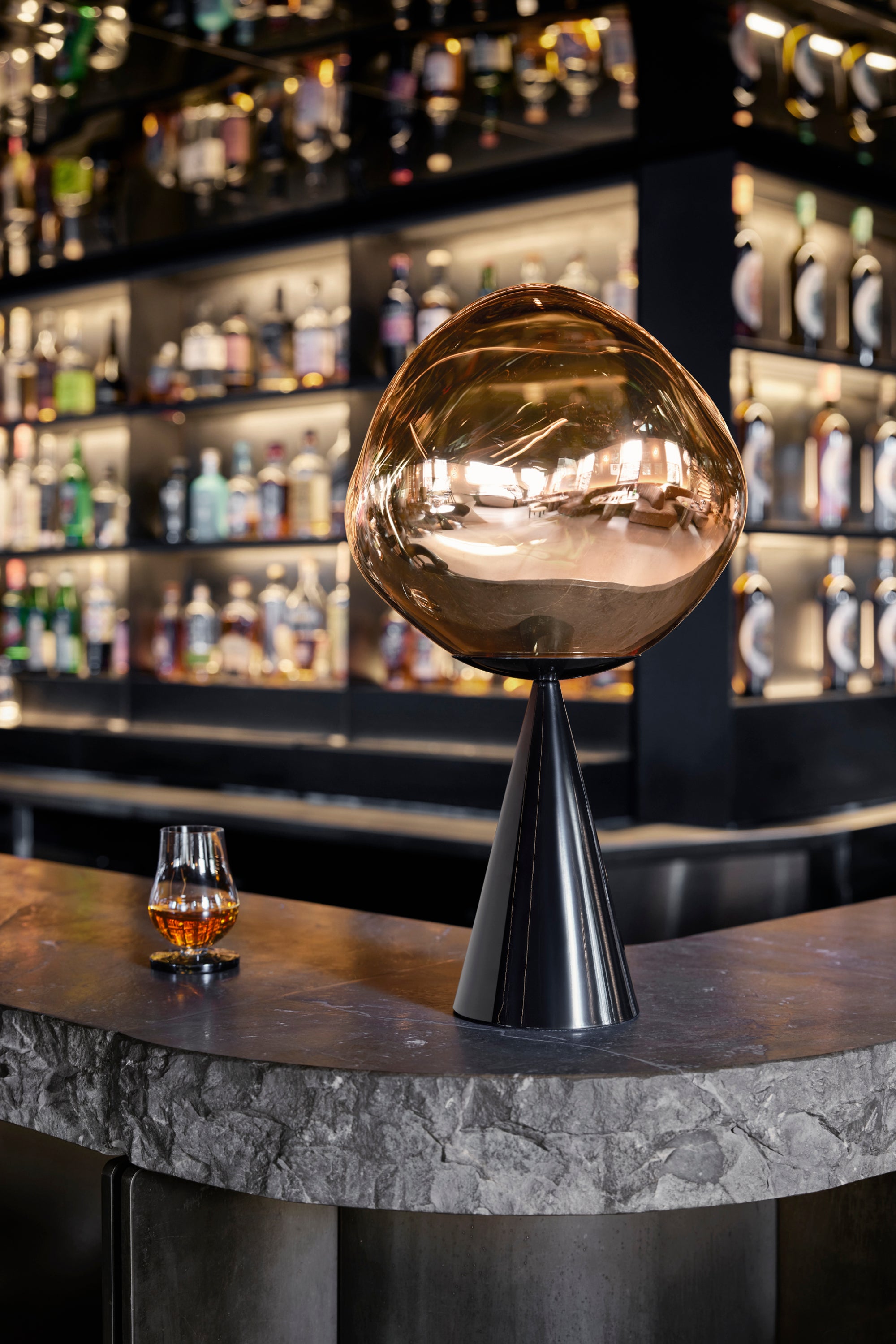 Melt Cone Fat Table Lamp Black and Copper