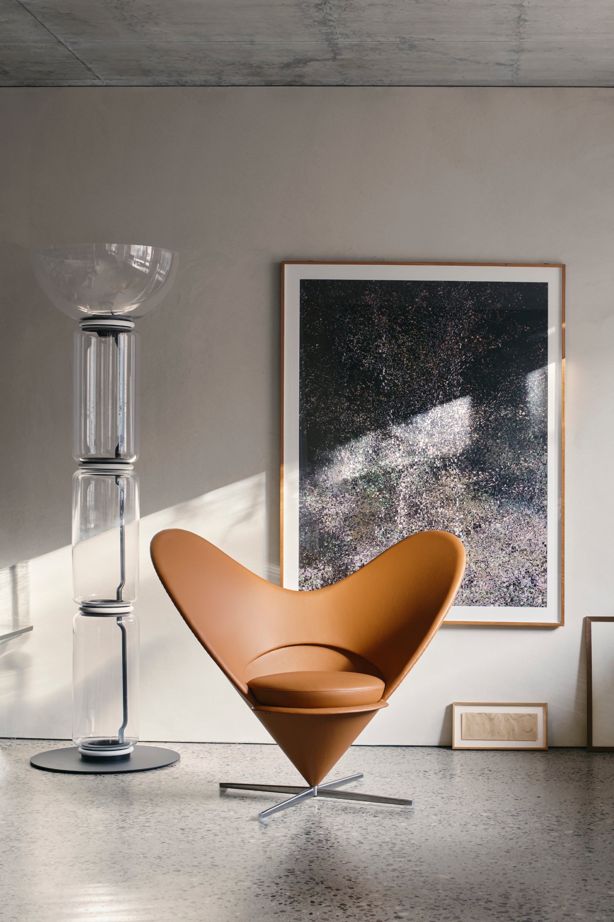 Panton Heart Cone Chair cognac leather