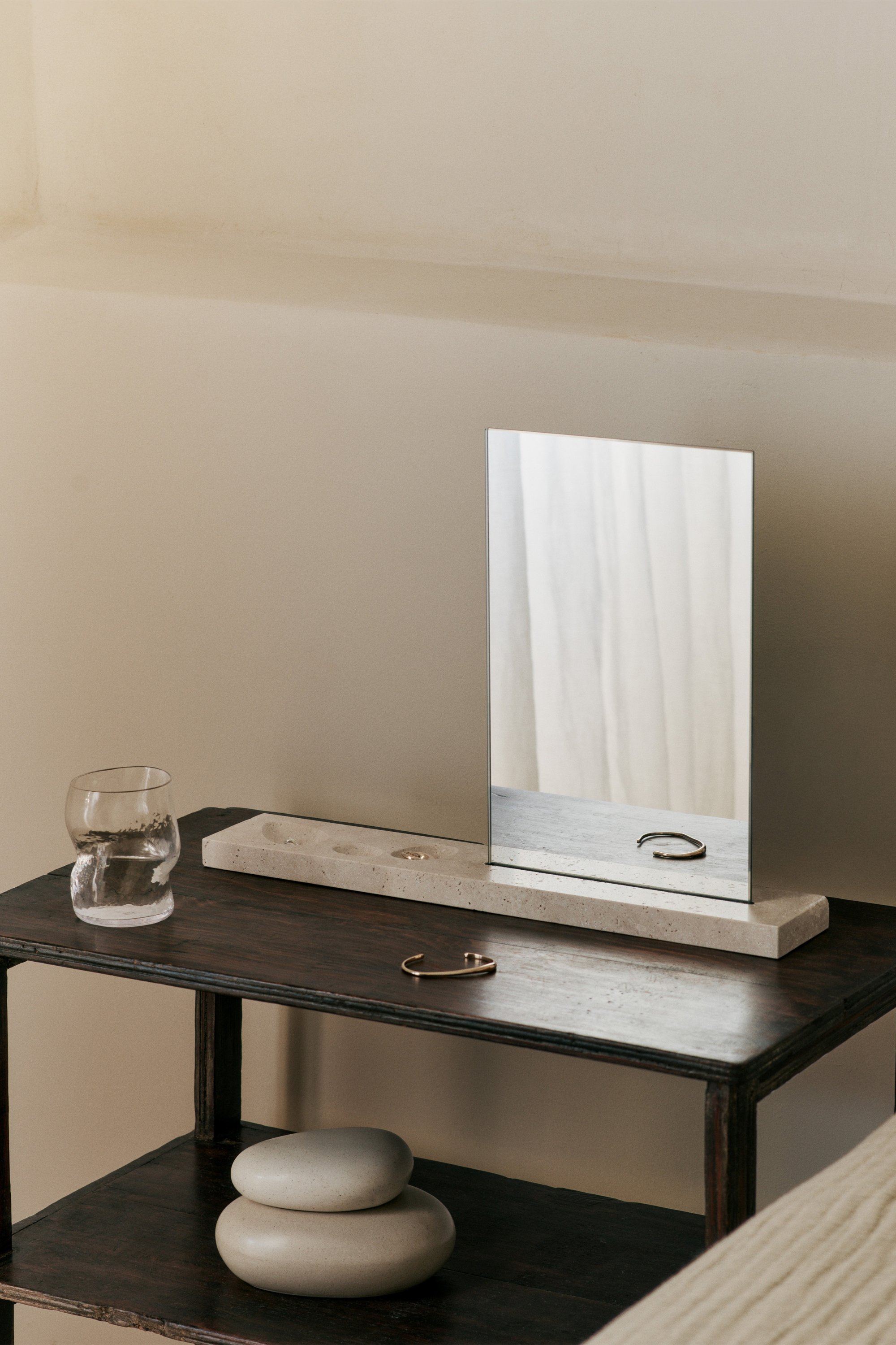 Caseta Table Mirror Travertine