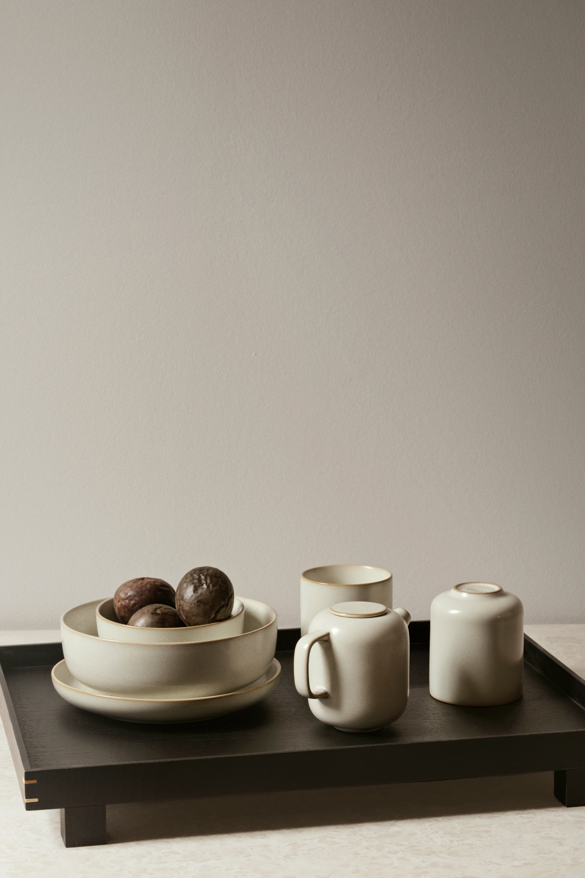 Bon wooden tray large black painted oak