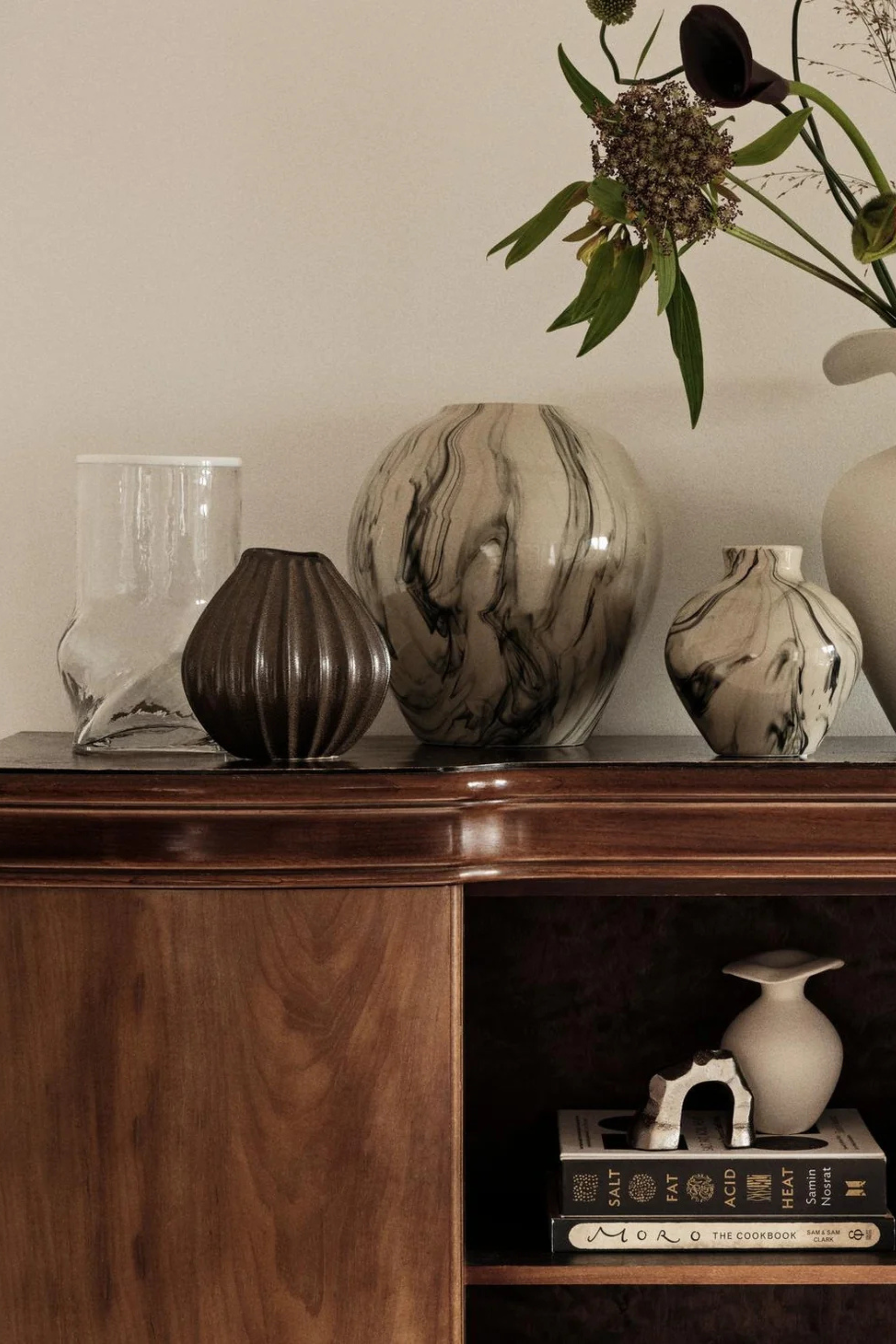 Wide váza S antik barna