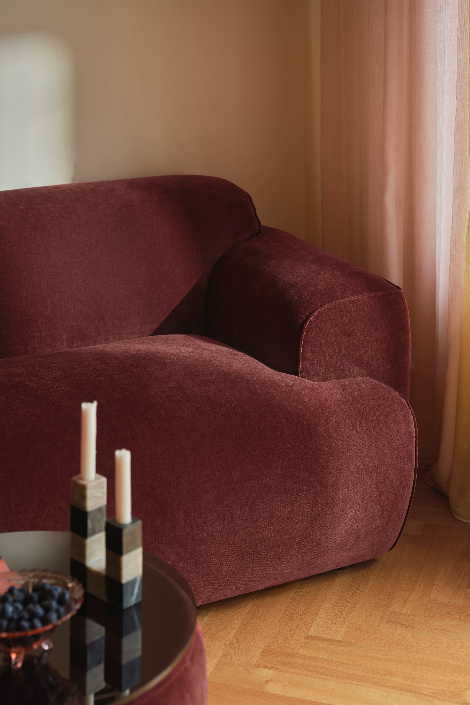 Greta Moss Burgundy Sofa