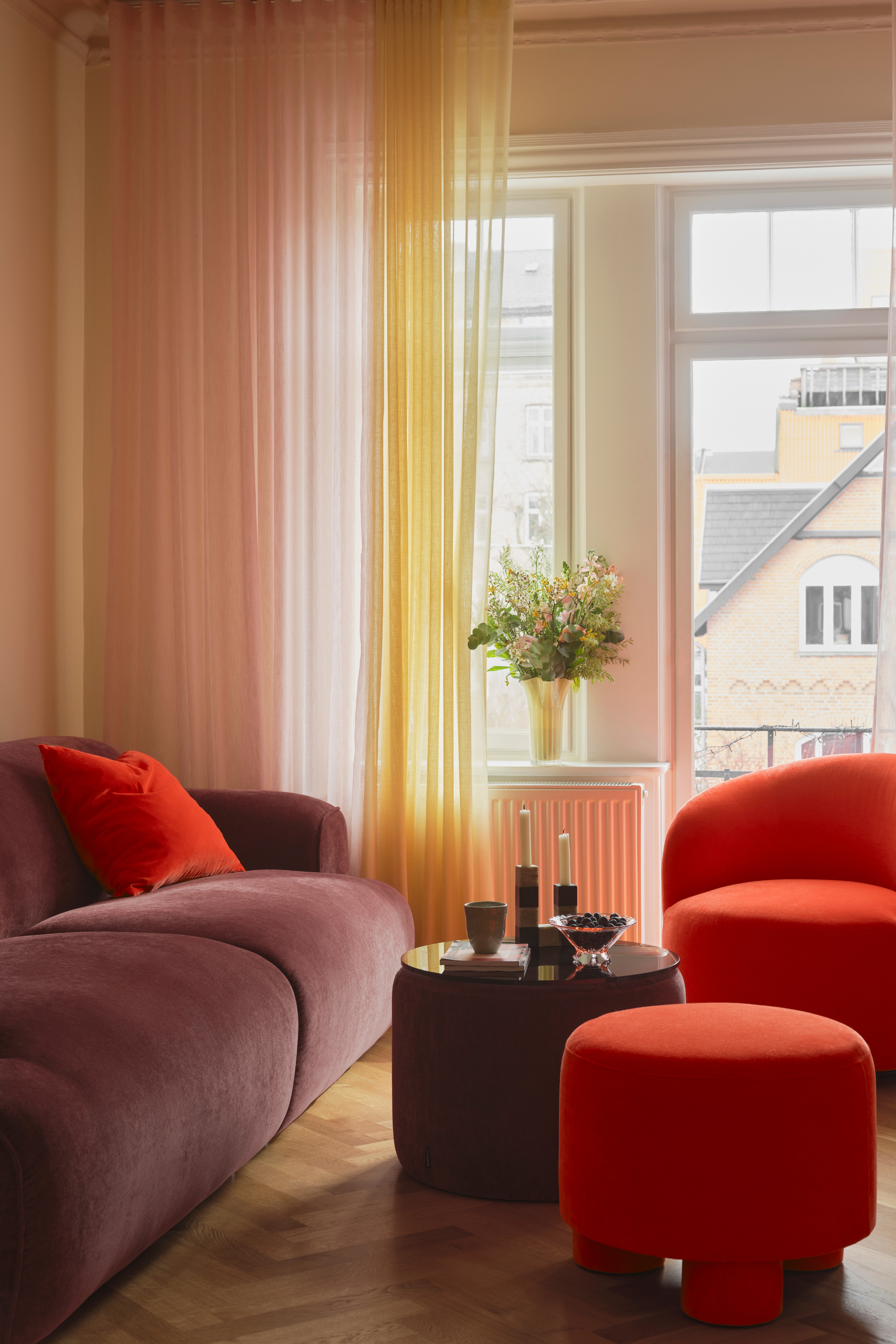Greta Moss Burgundy Sofa