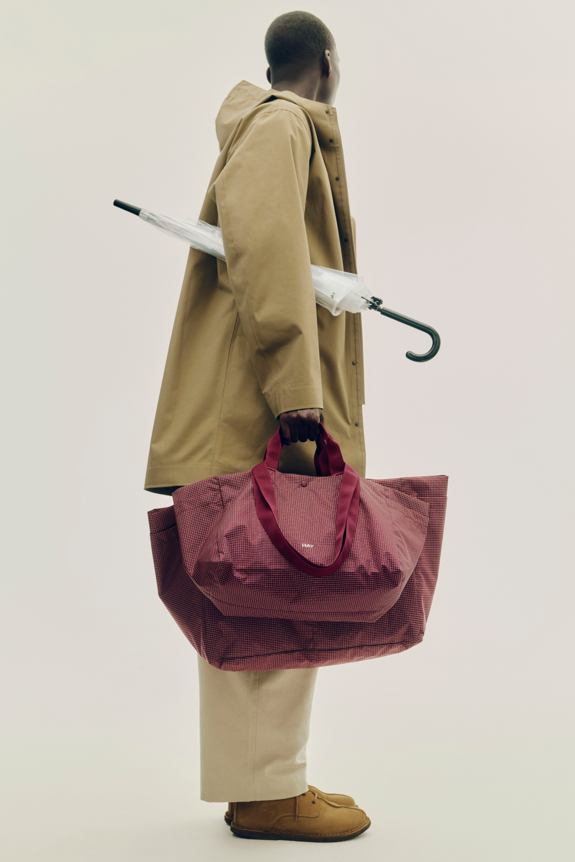 Grid Weekend Bag Medium Burgundy