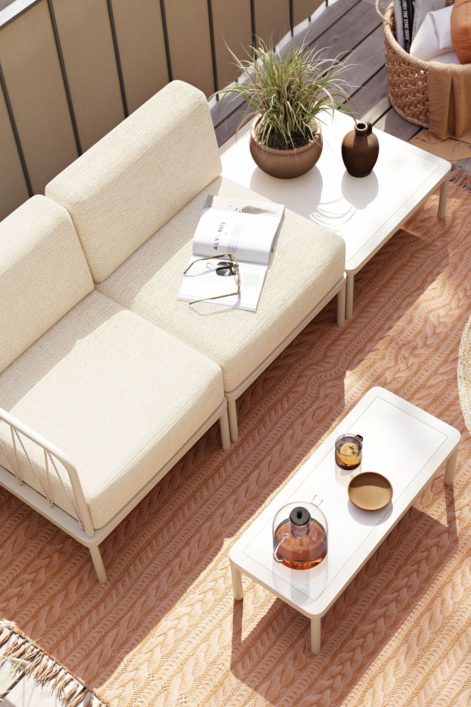 Hadley Outdoor Coffee table 30 x 70 Coral Sand Steel