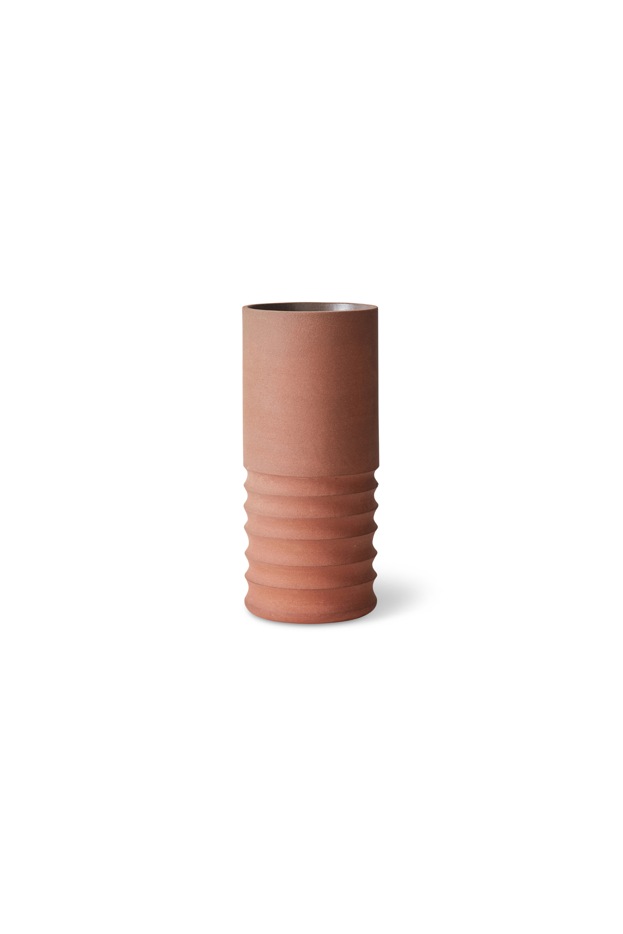 Handcarved terracotta tube vase