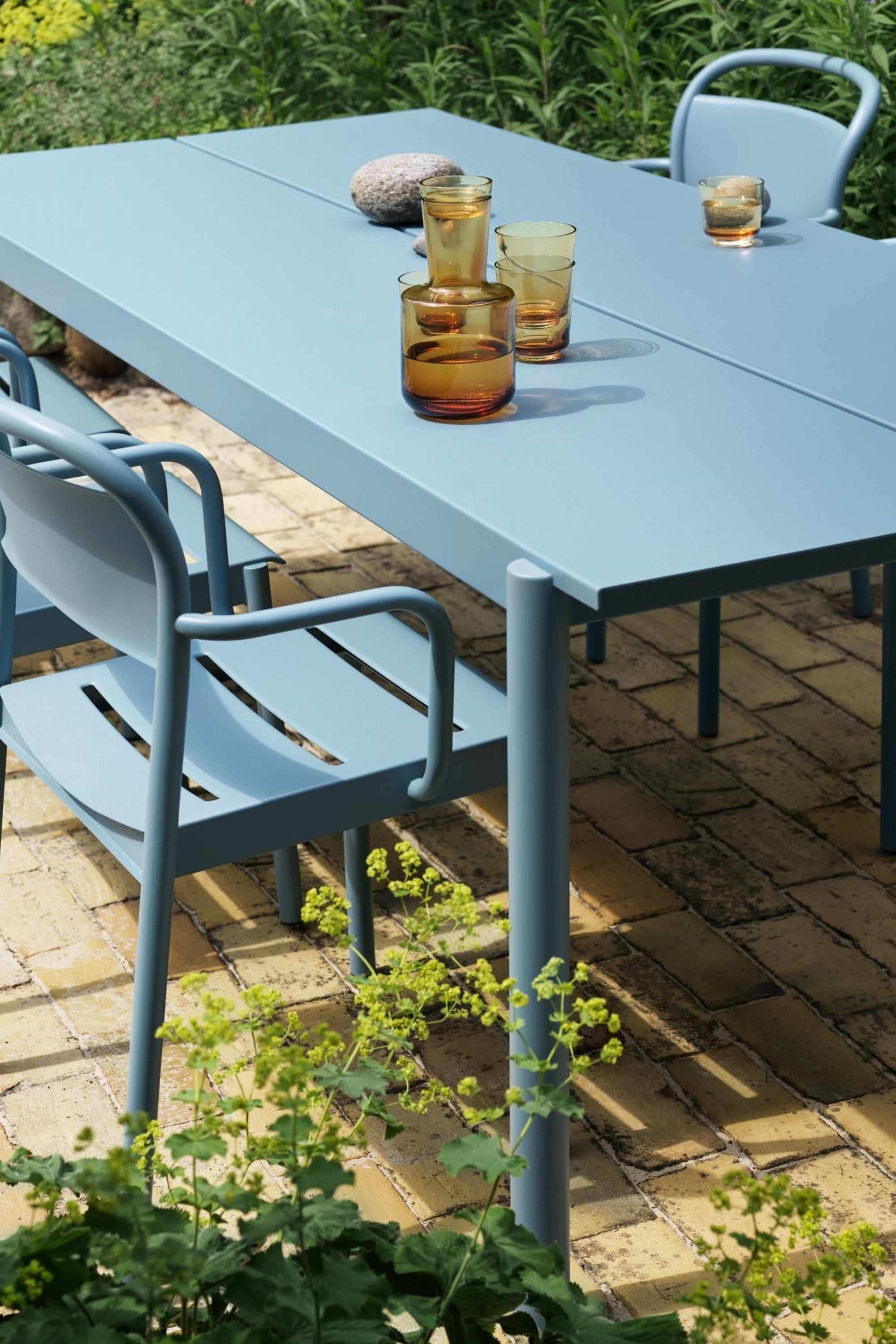 Linear Steel Table Pale Blue