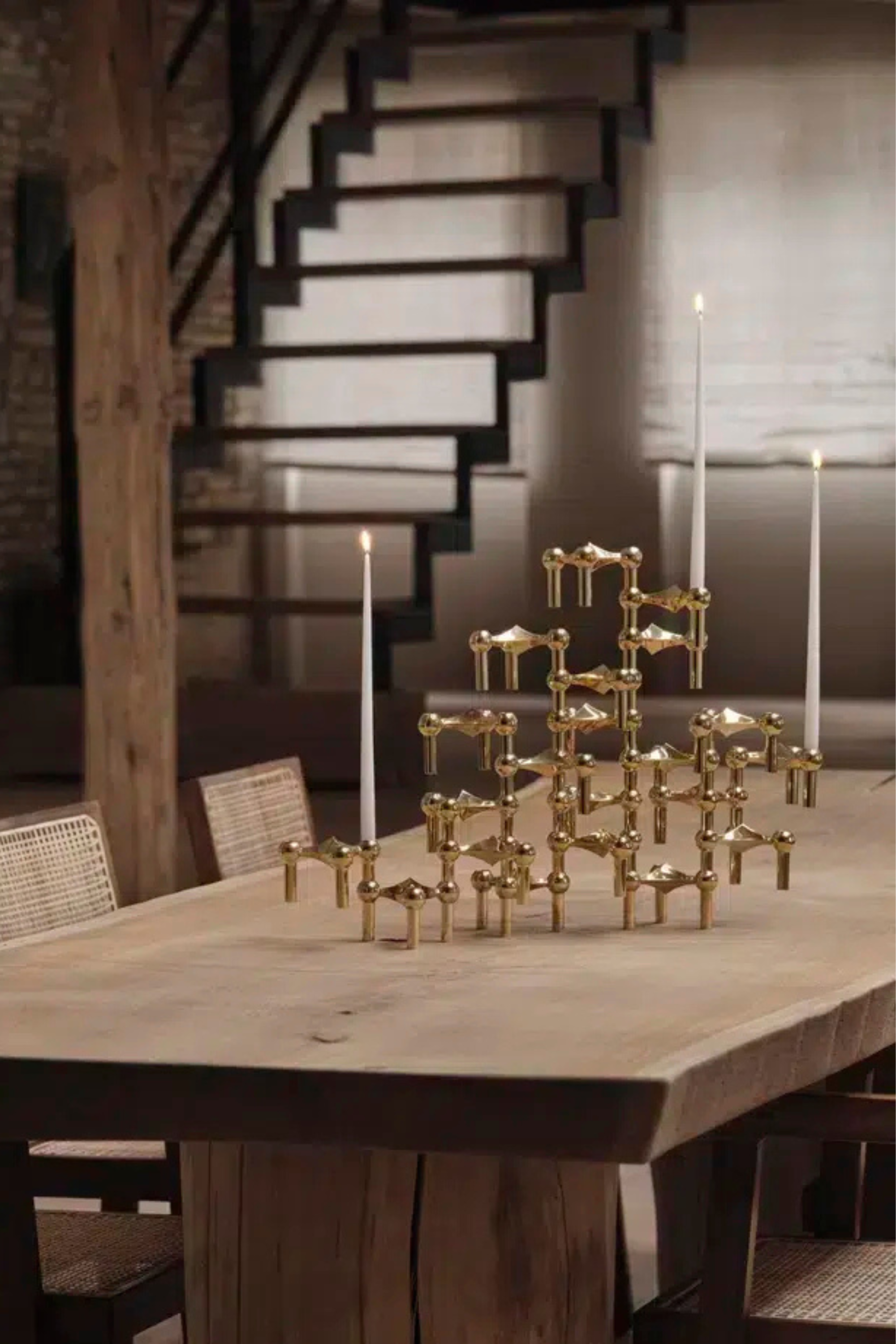 Tömör sárgaréz gyertyatartó készlet, 3 darabos