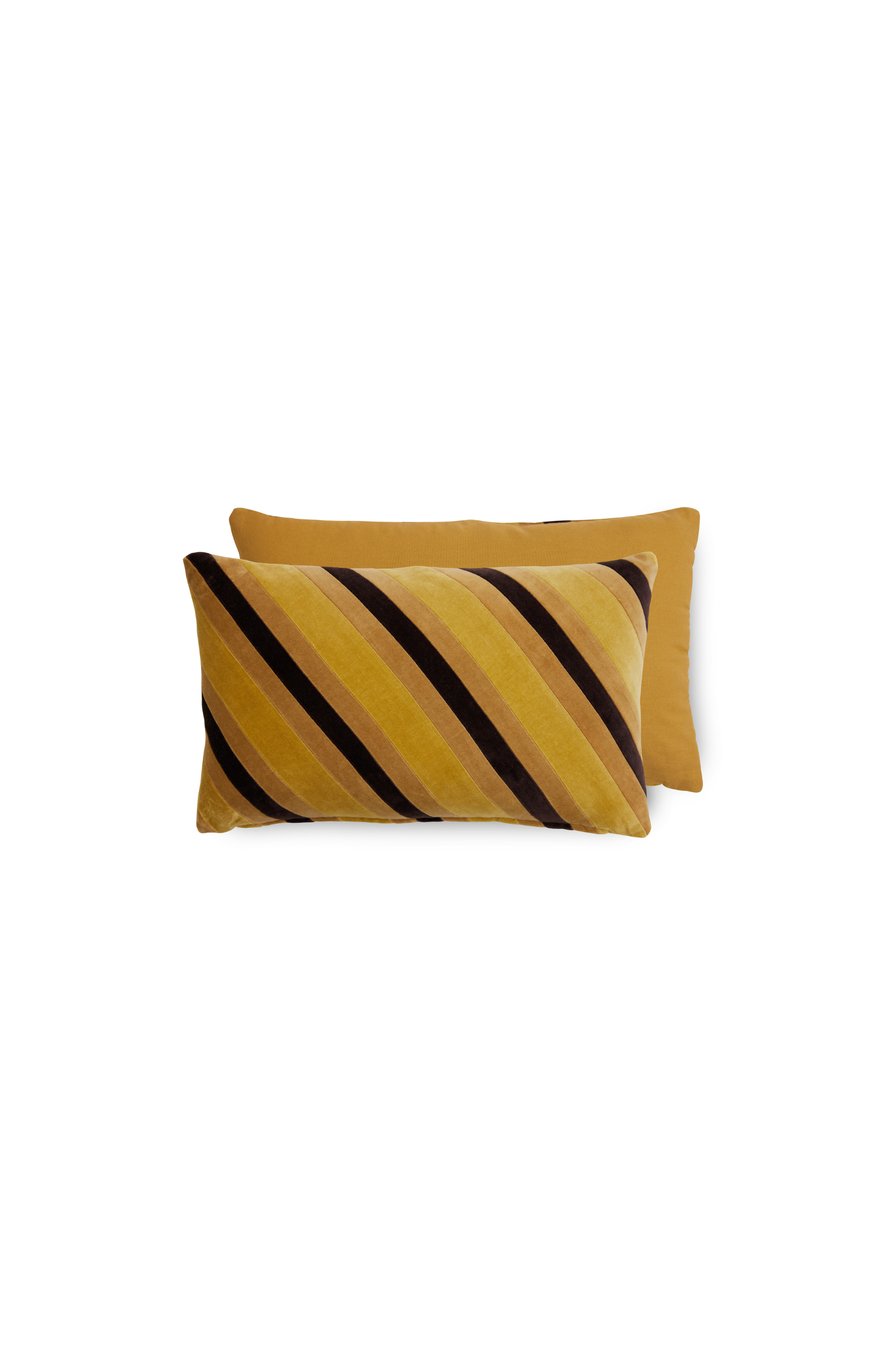 Striped velvet cushion honey