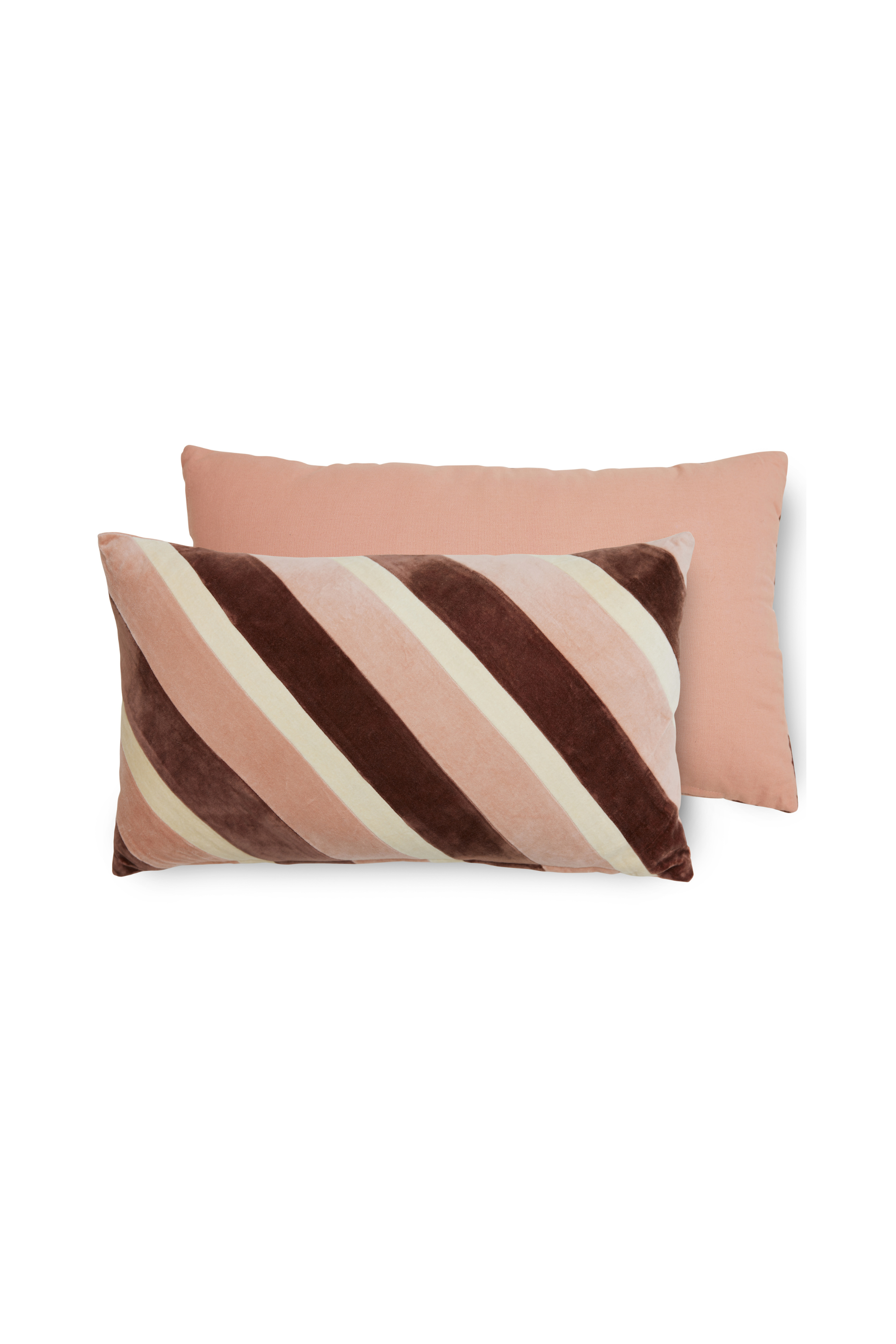 Striped Pink Velvet Cushion
