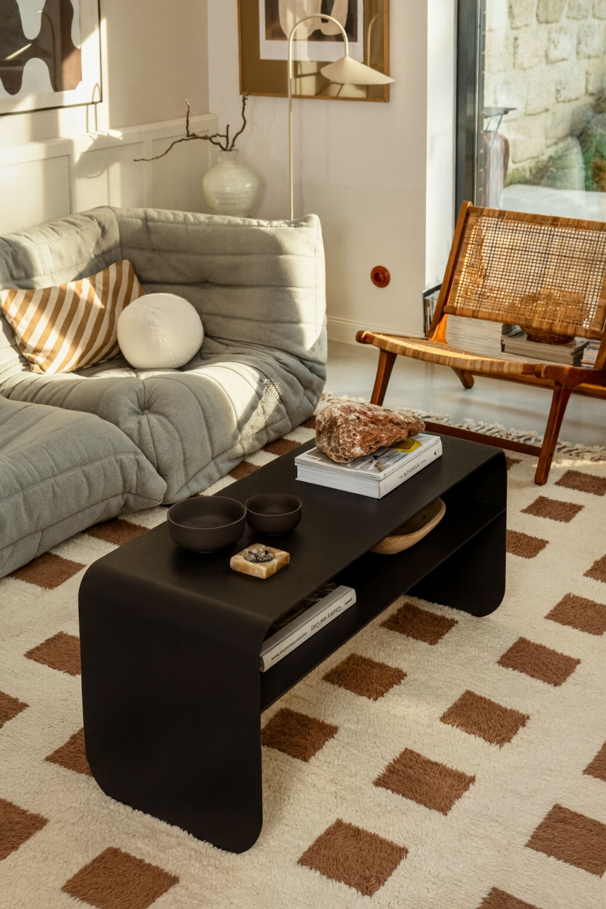 Arden midnight coffee table with shelf
