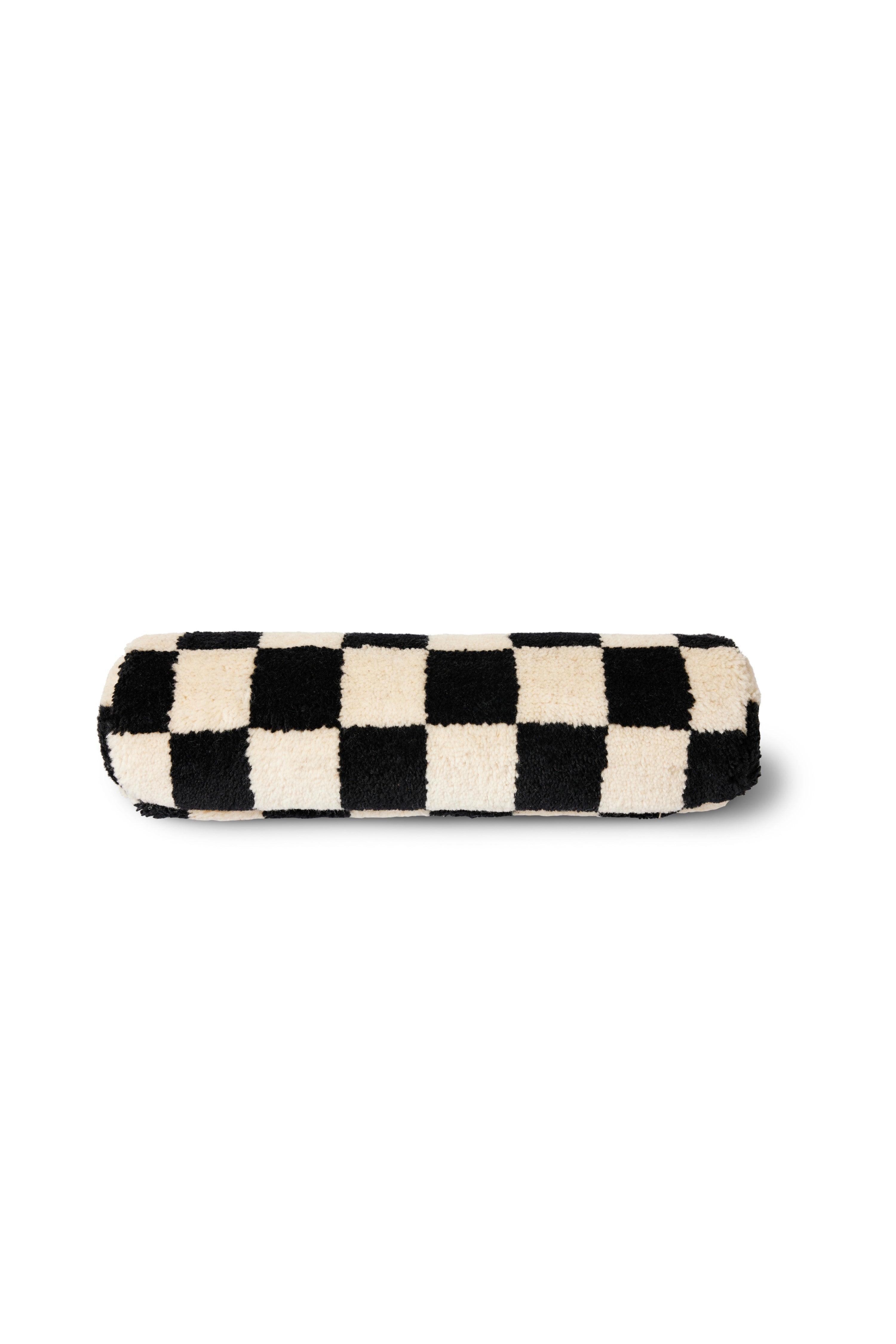 Woolen Bolster Cushion Black and White
