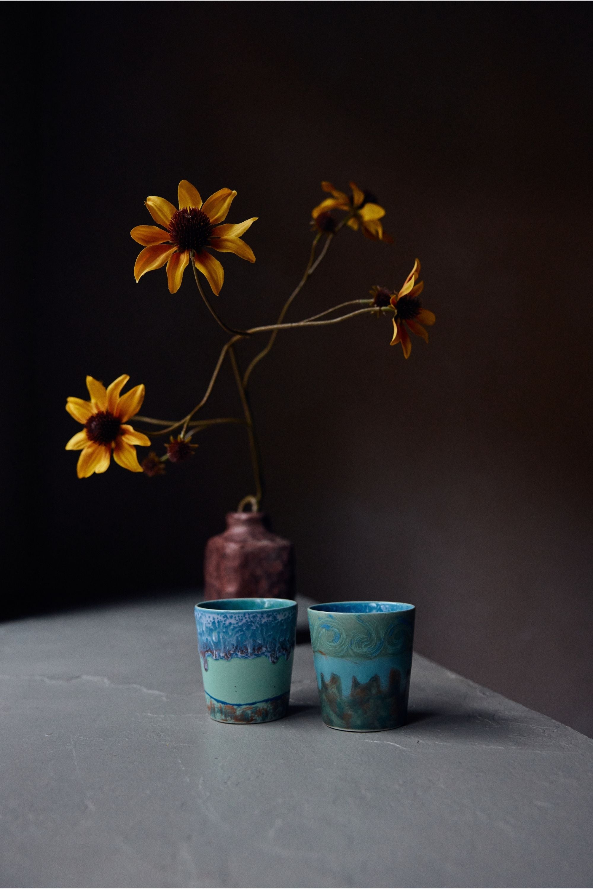 70s Ceramics: Van Gogh kávésbögrék – önarckép, 2 db