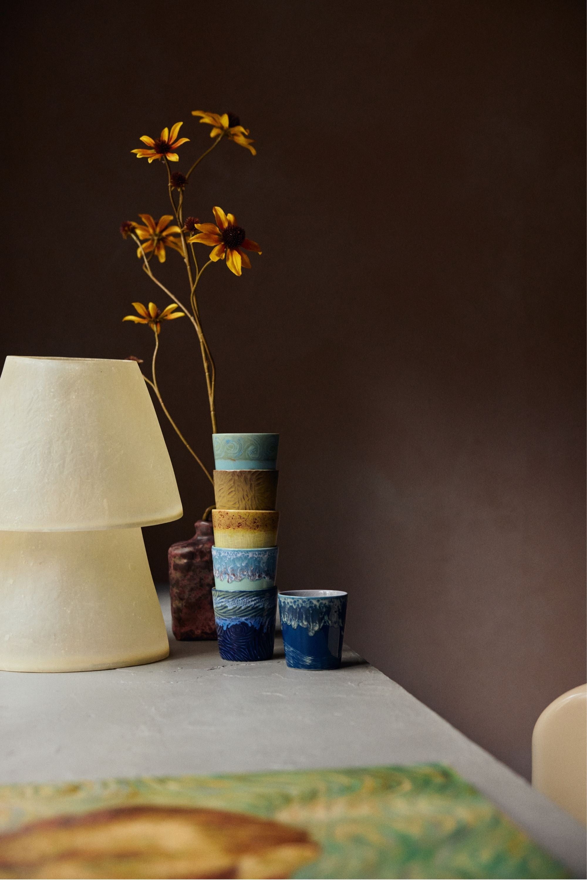 70s ceramics: Van Gogh csillagos éj mintás bögre szett, 2 db